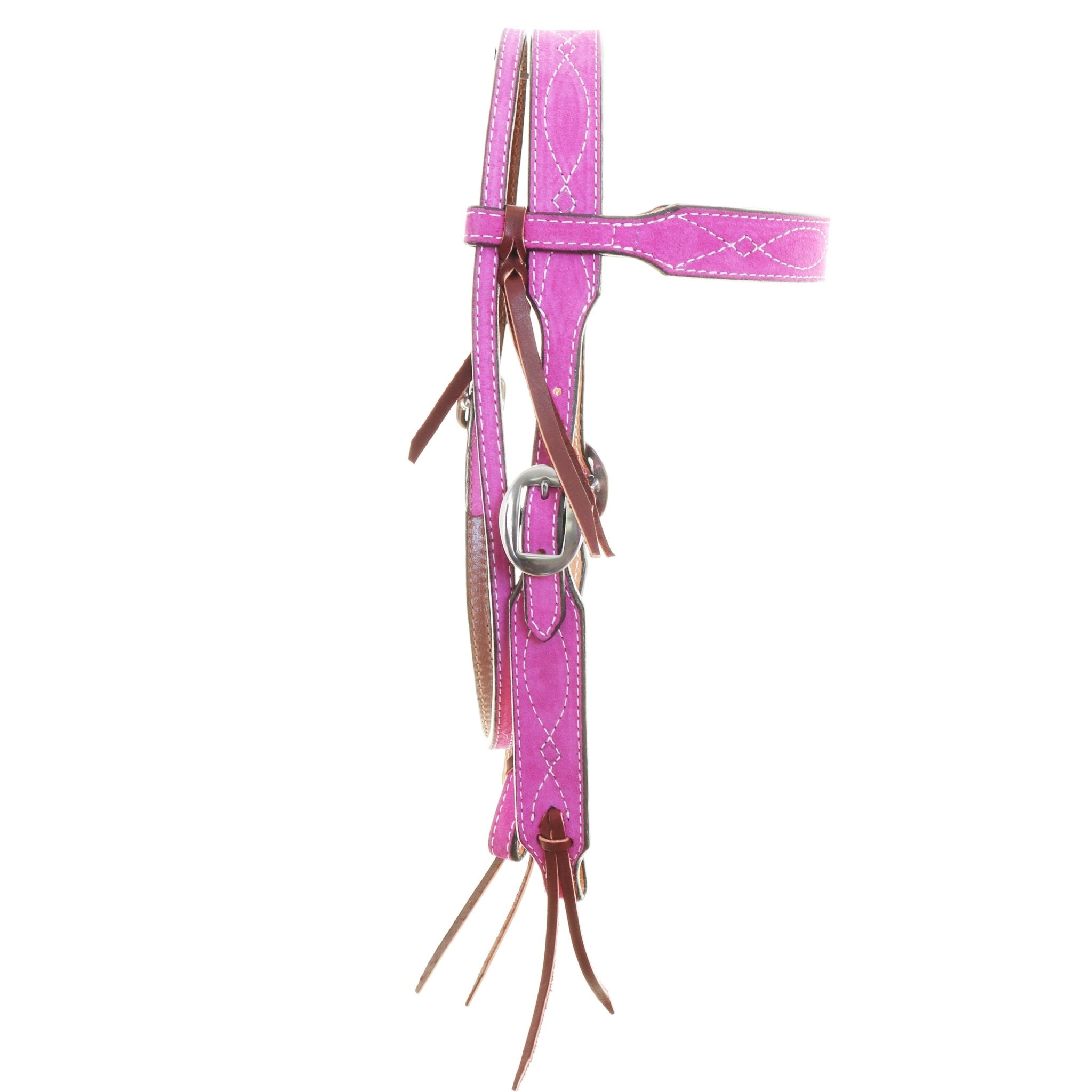 H1283HPW - Hot Pink Suede Headstall - Double J Saddlery