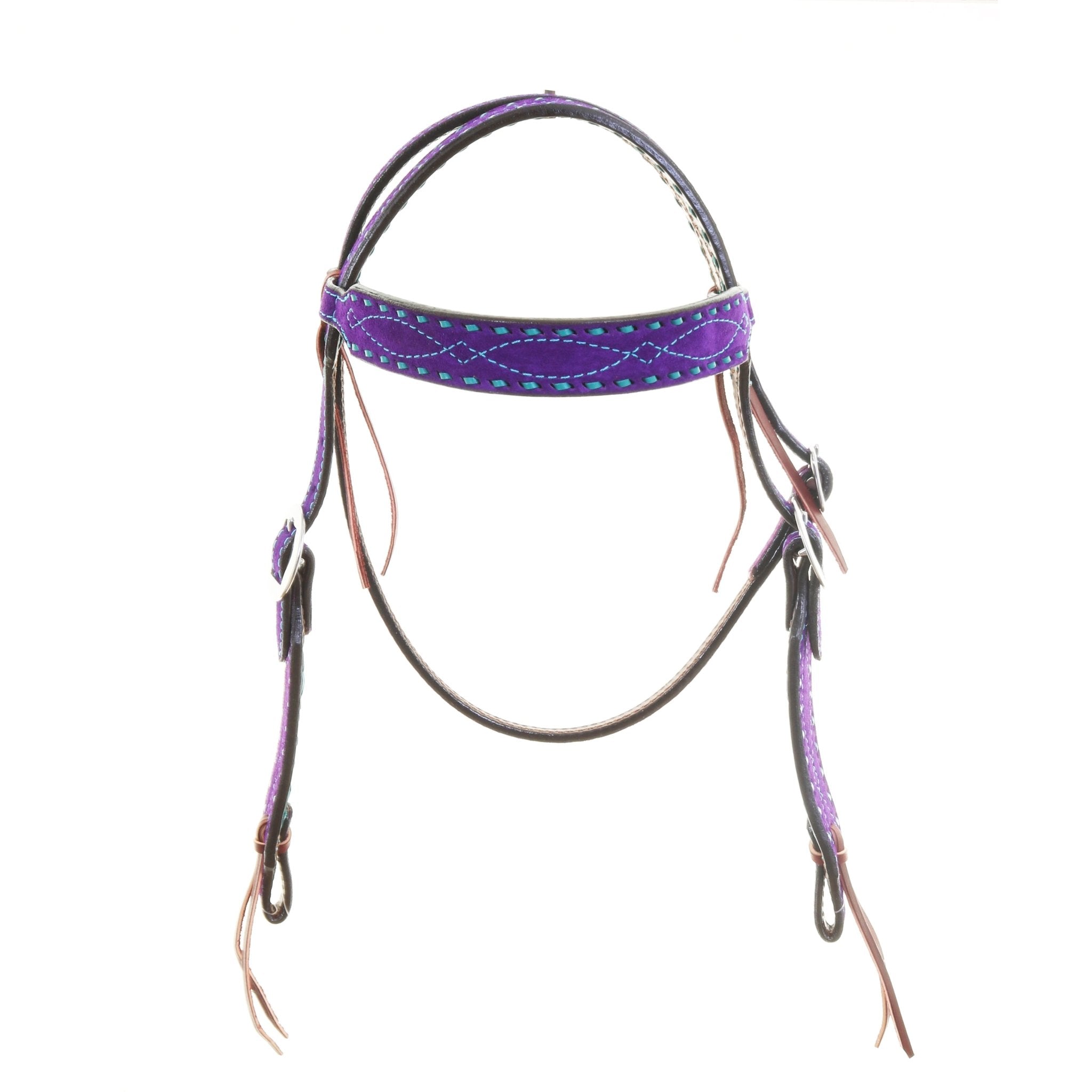 H1283PTQ - Purple Suede Headstall - Double J Saddlery