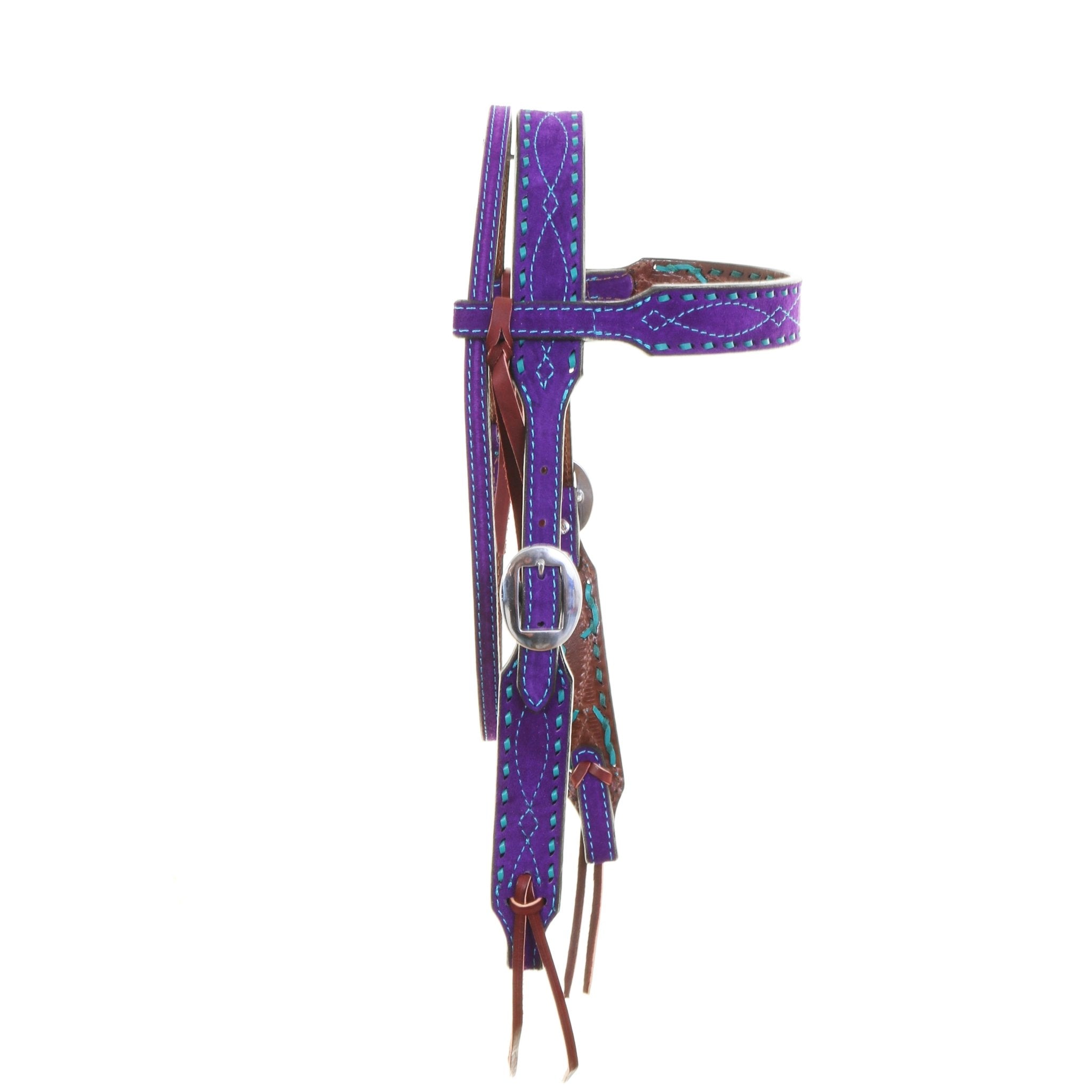 H1283PTQ - Purple Suede Headstall - Double J Saddlery