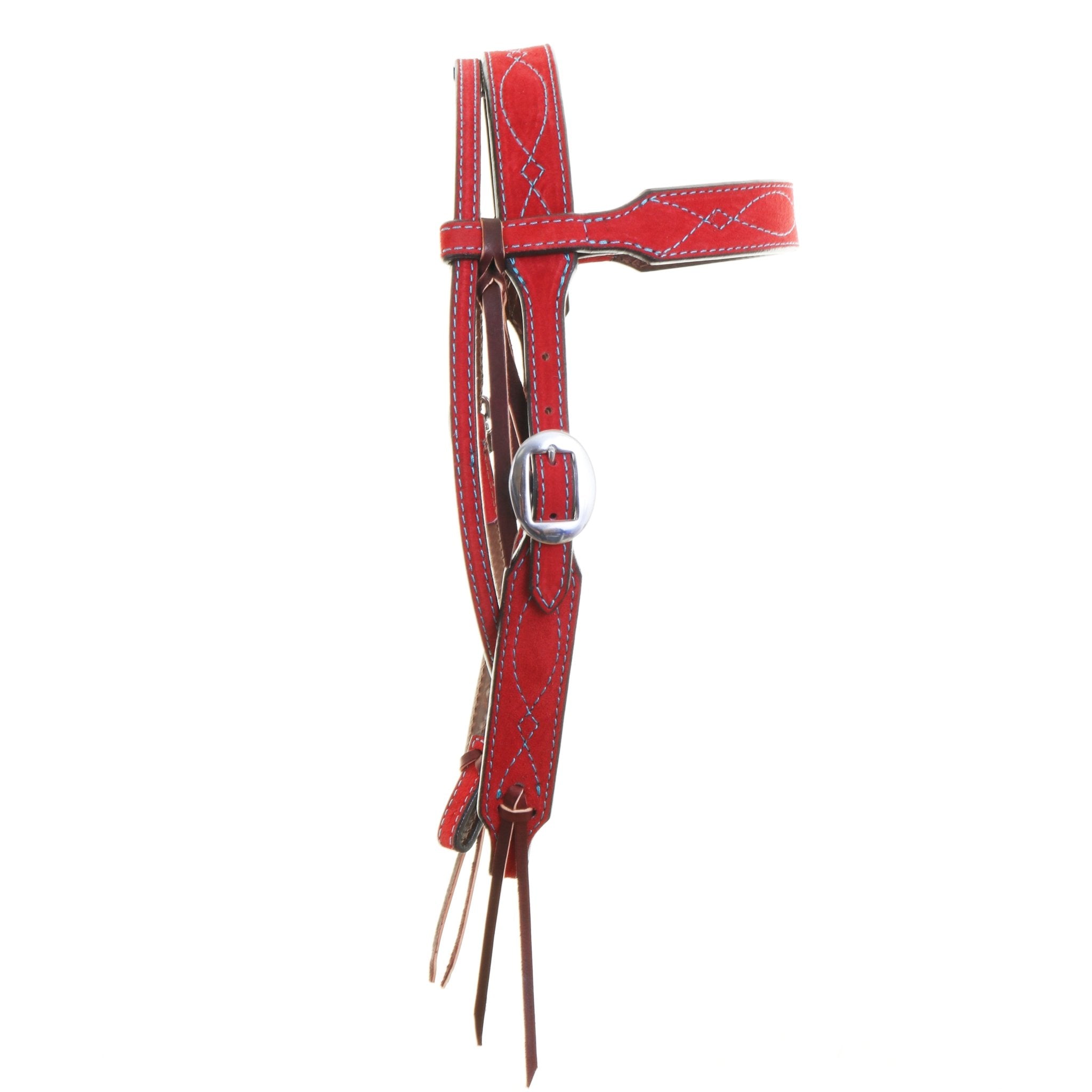 H1283RT - Red Suede Headstall - Double J Saddlery