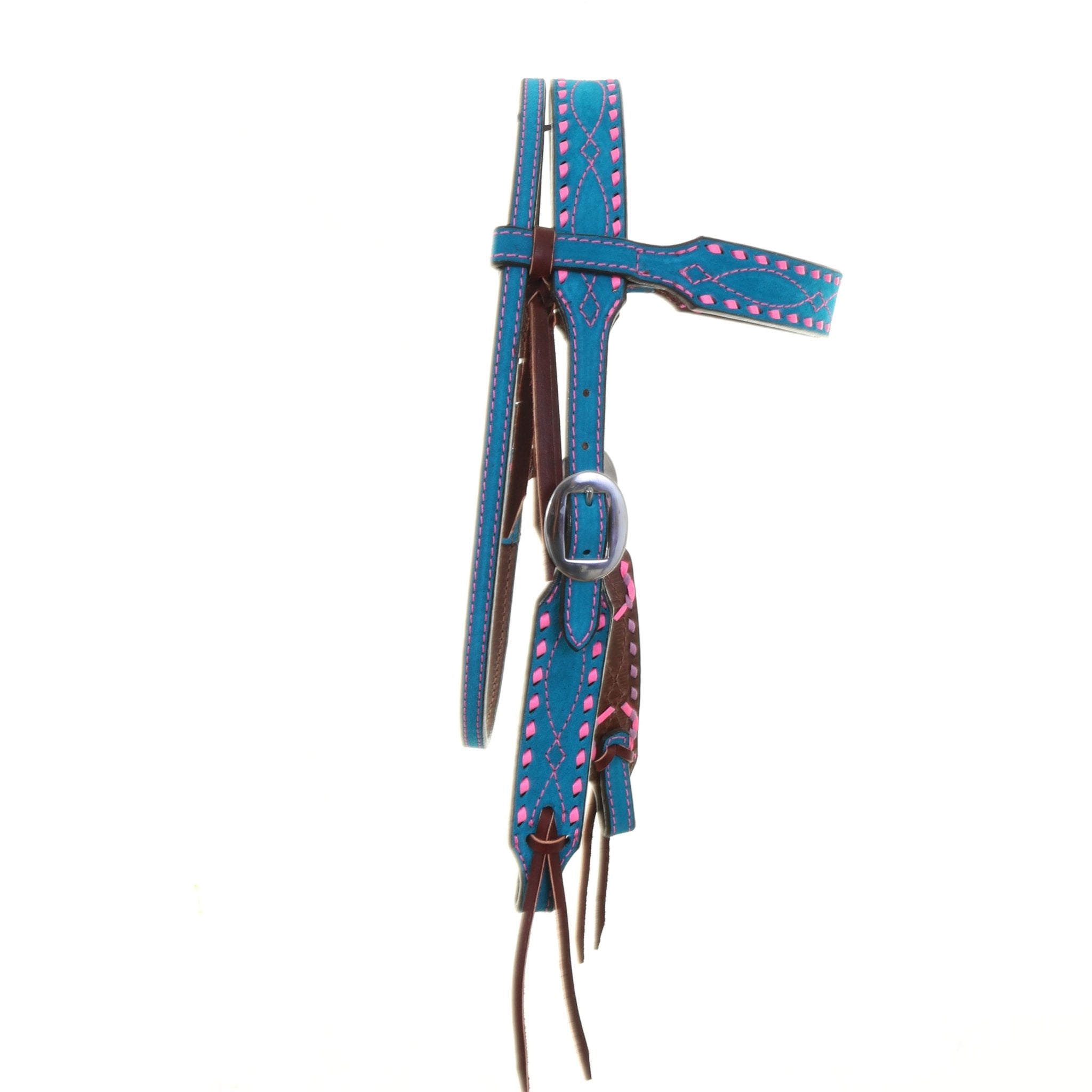 H1283TBP - Turquoise Blue Suede Headstall - Double J Saddlery