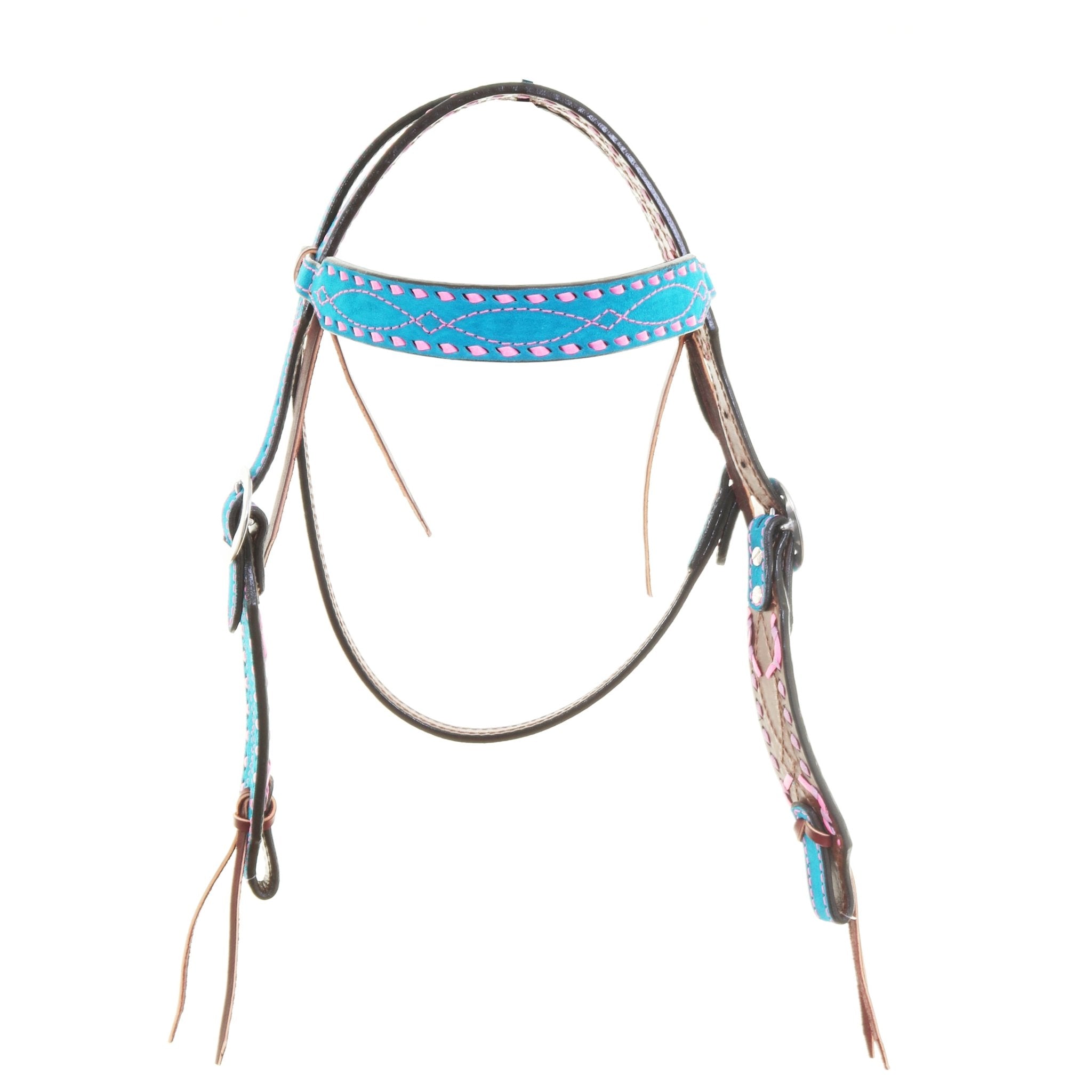 H1283TBP - Turquoise Blue Suede Headstall - Double J Saddlery