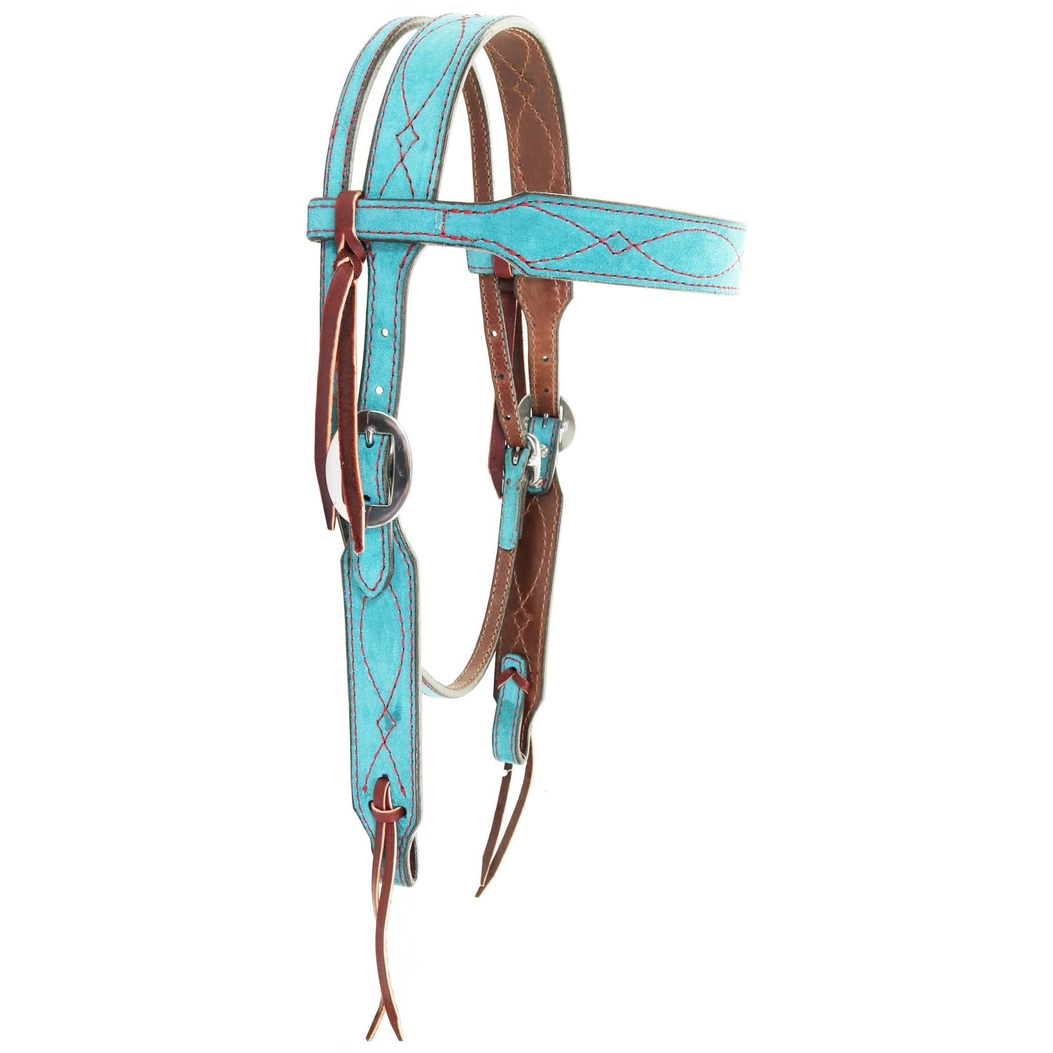 H1283TGR - Turquoise Green Suede Headstall - Double J Saddlery