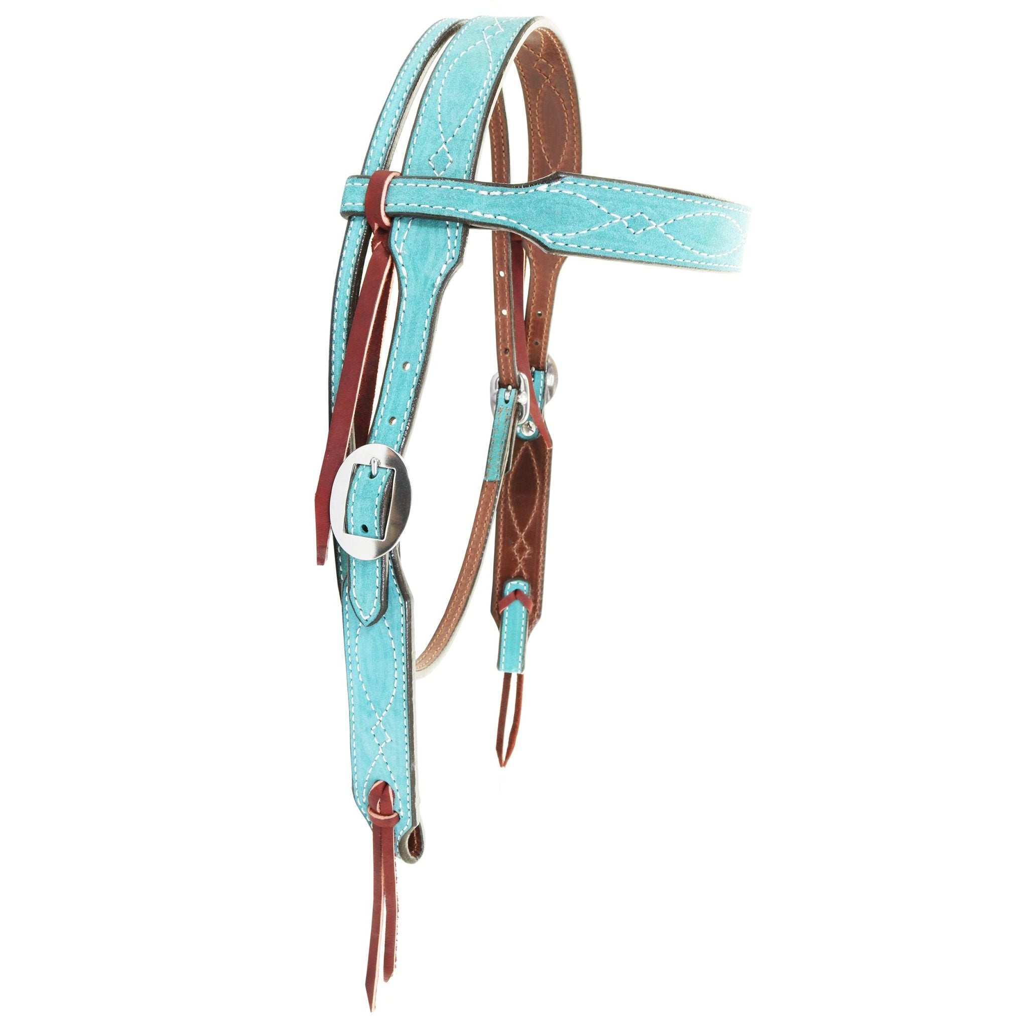 H1283TGW - Turquoise Green Suede Headstall - Double J Saddlery