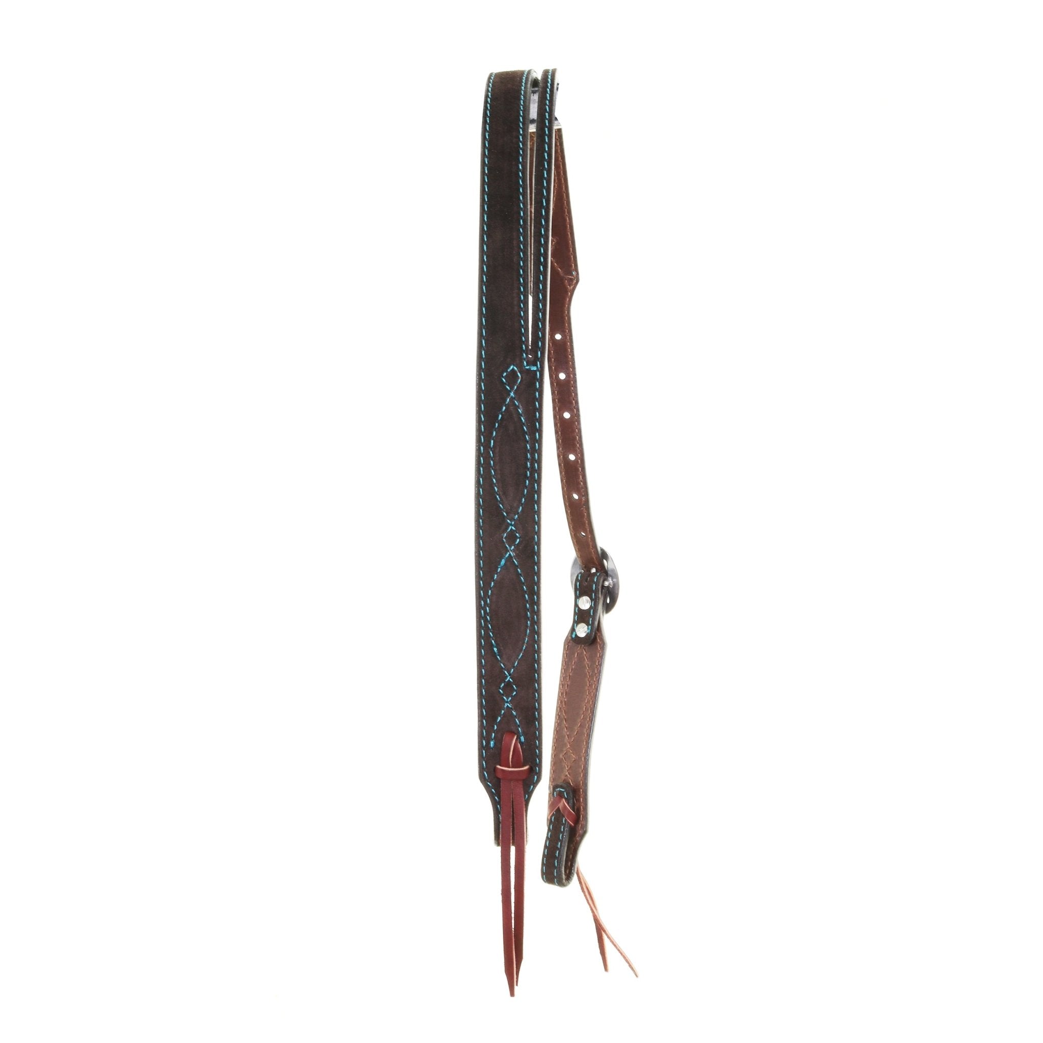 H1284HBR - Brown Suede Split Ear Headstall - Double J Saddlery