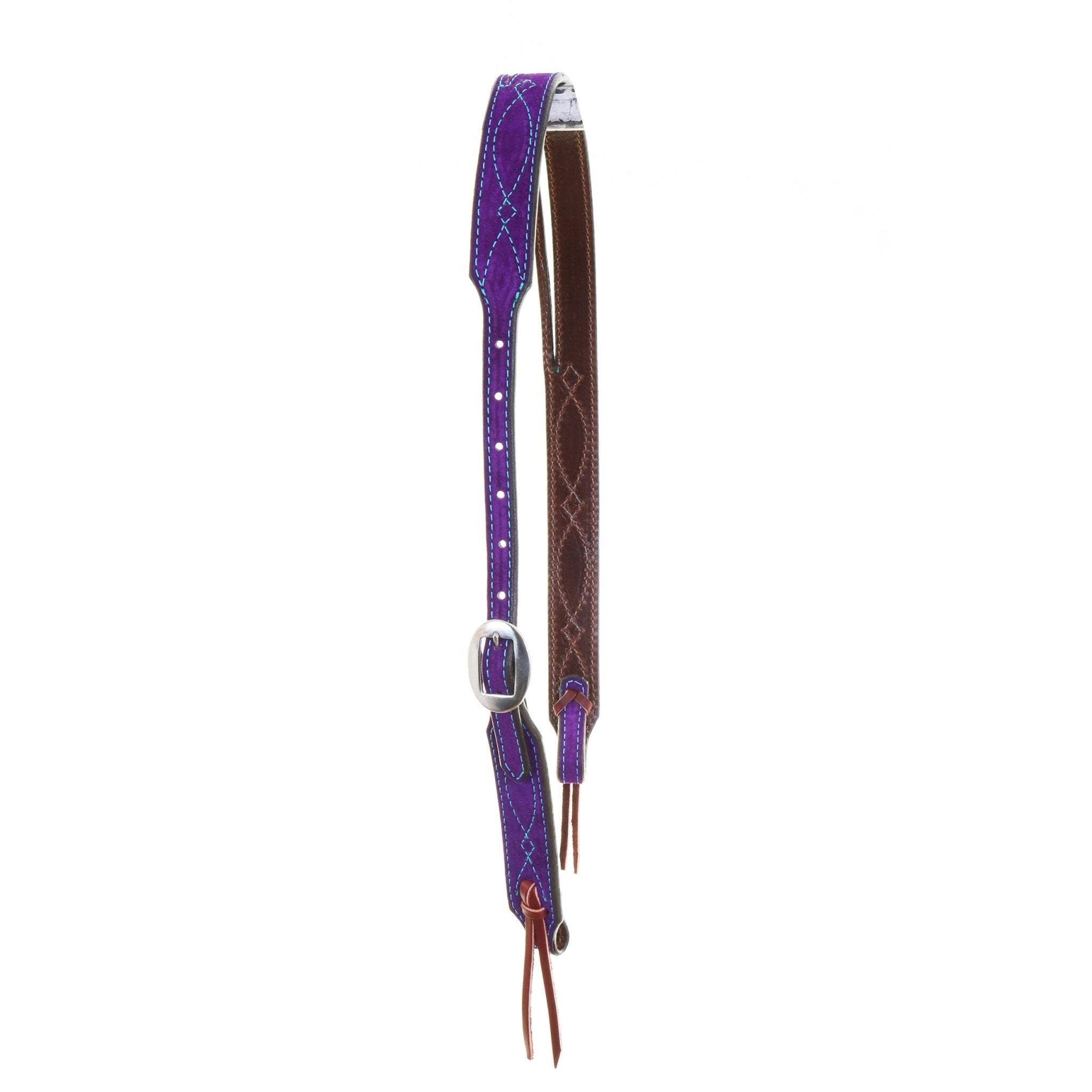 H1284PT - Purple Suede Split Ear Headstall - Double J Saddlery