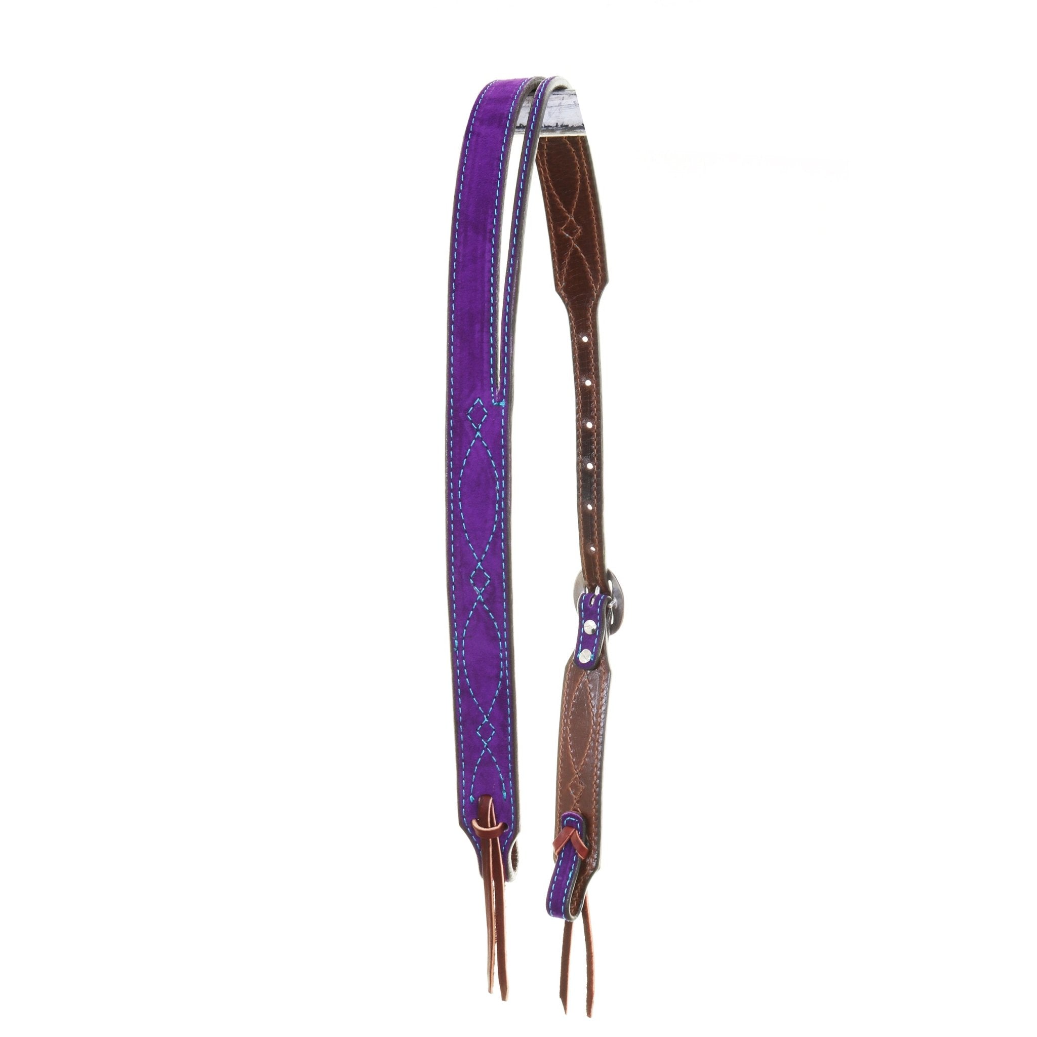 H1284PT - Purple Suede Split Ear Headstall - Double J Saddlery