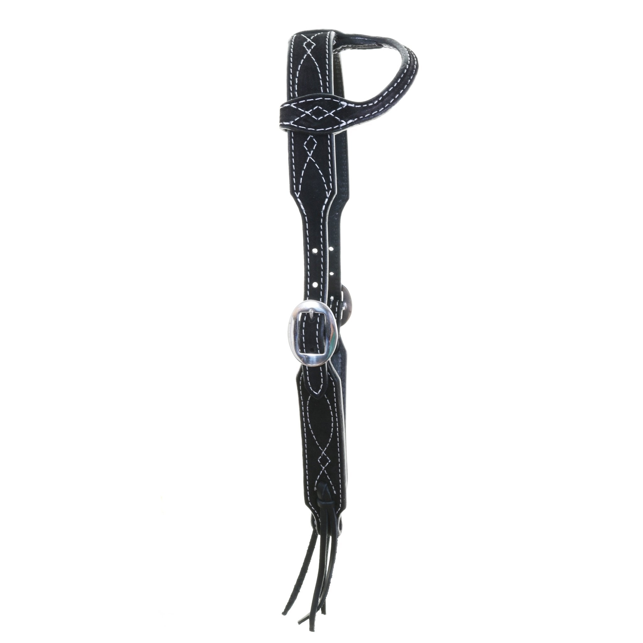 H1285BW - Black Suede Single Ear Headstall - Double J Saddlery