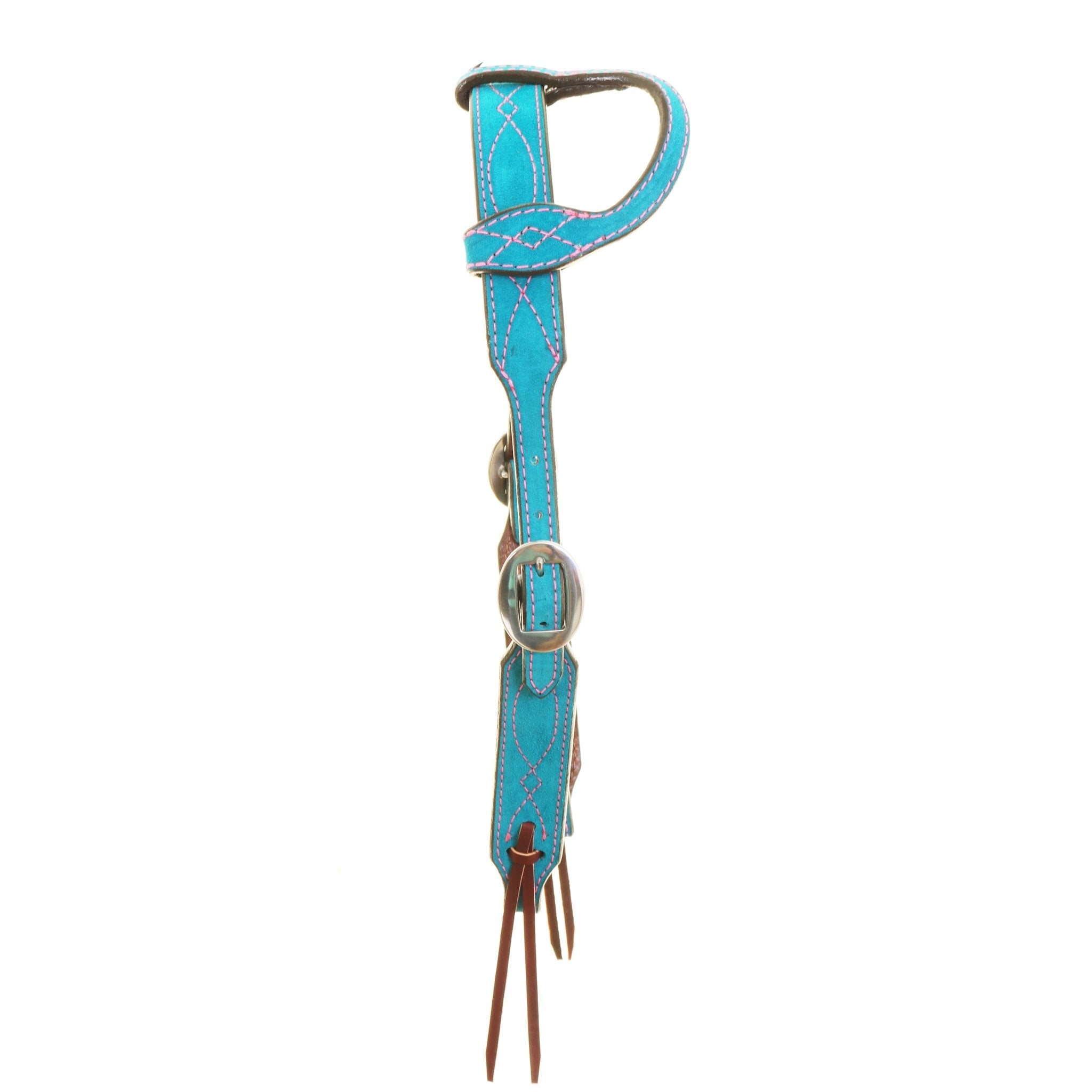 H1285TBP - Turquoise Blue Suede Single Ear Headstall - Double J Saddlery