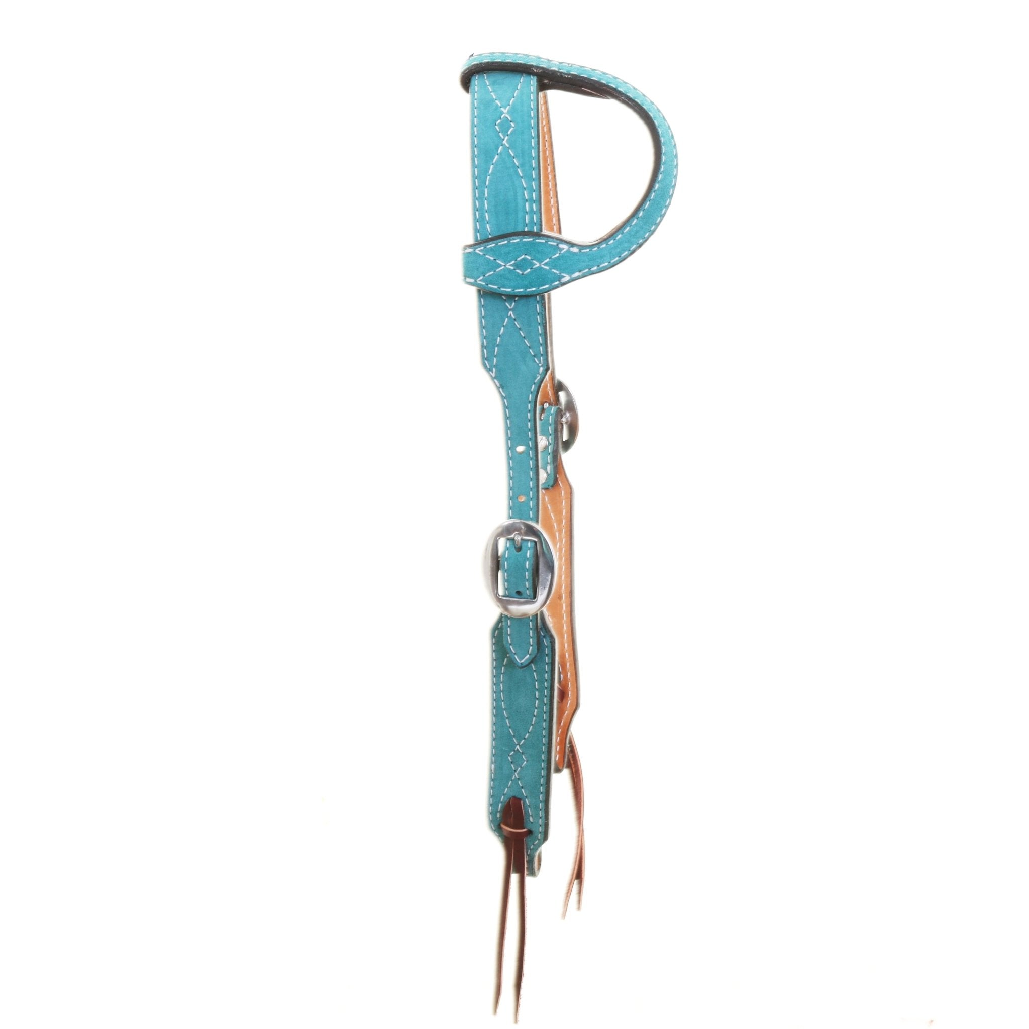 H1285TGW - Turquoise Green Suede Single Ear Headstall - Double J Saddlery