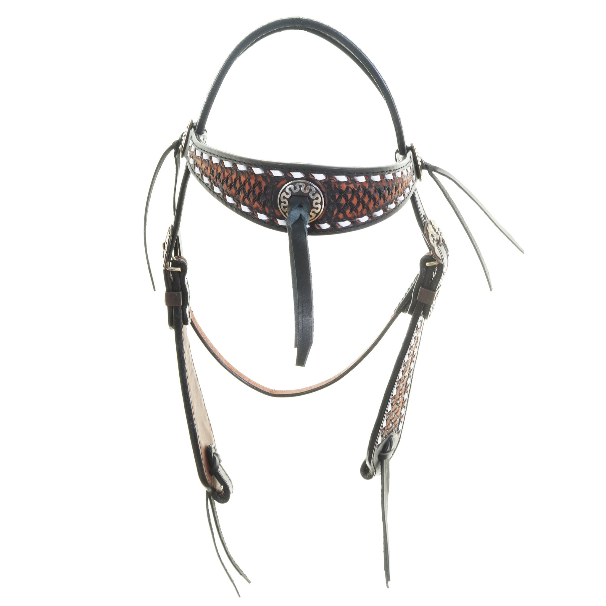 H1287 - Black Vintage Headstall - Double J Saddlery