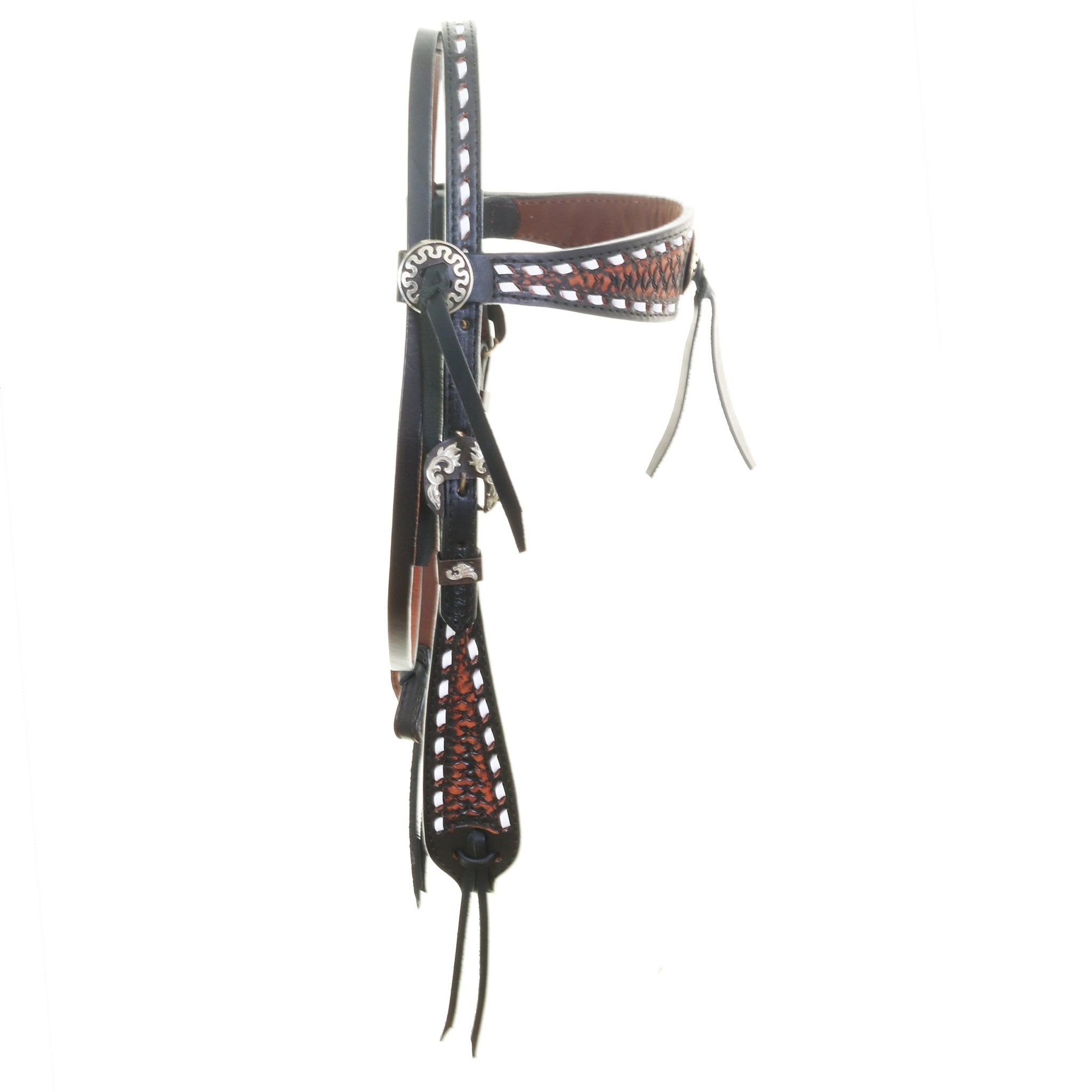 H1287 - Black Vintage Headstall - Double J Saddlery