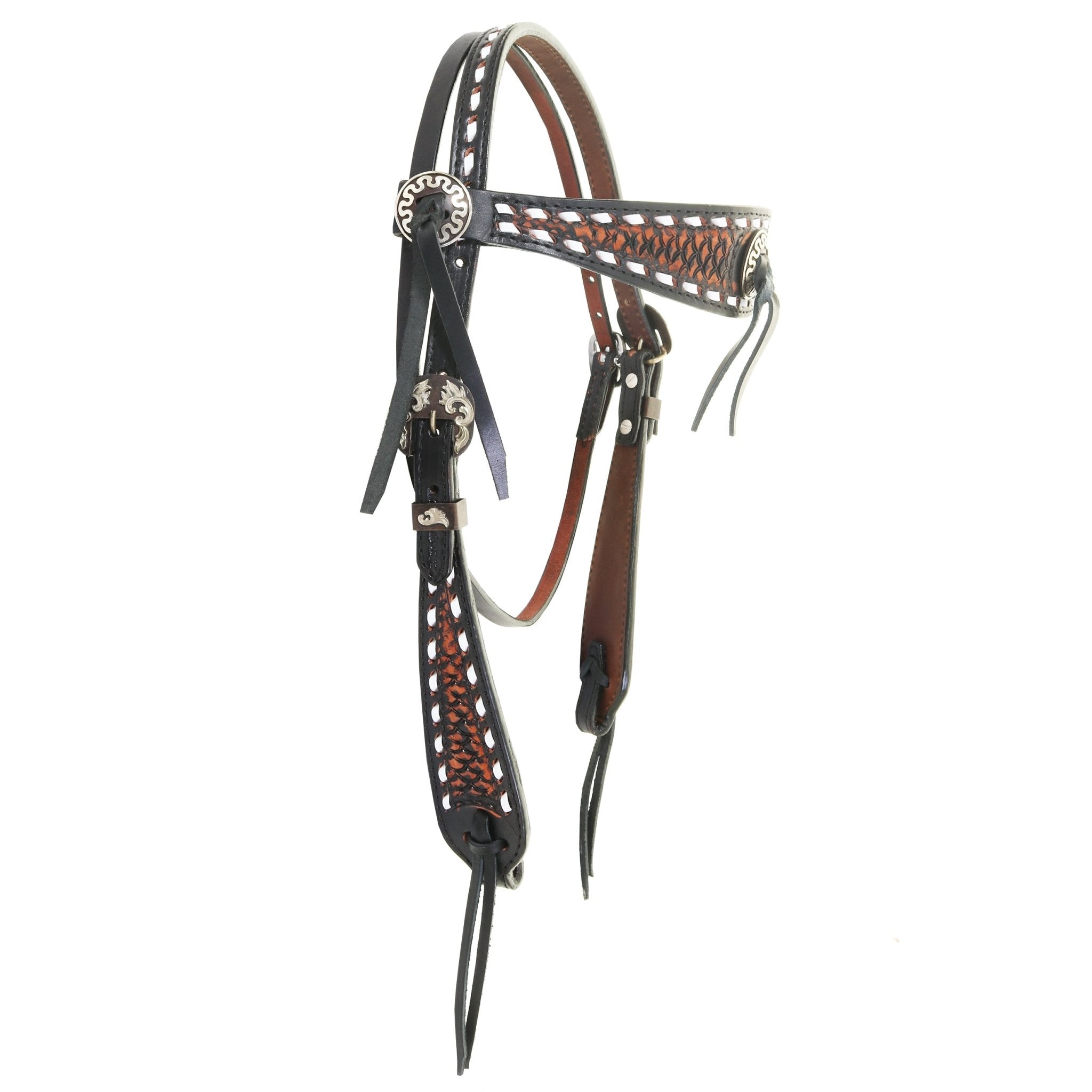 H1287 - Black Vintage Headstall - Double J Saddlery