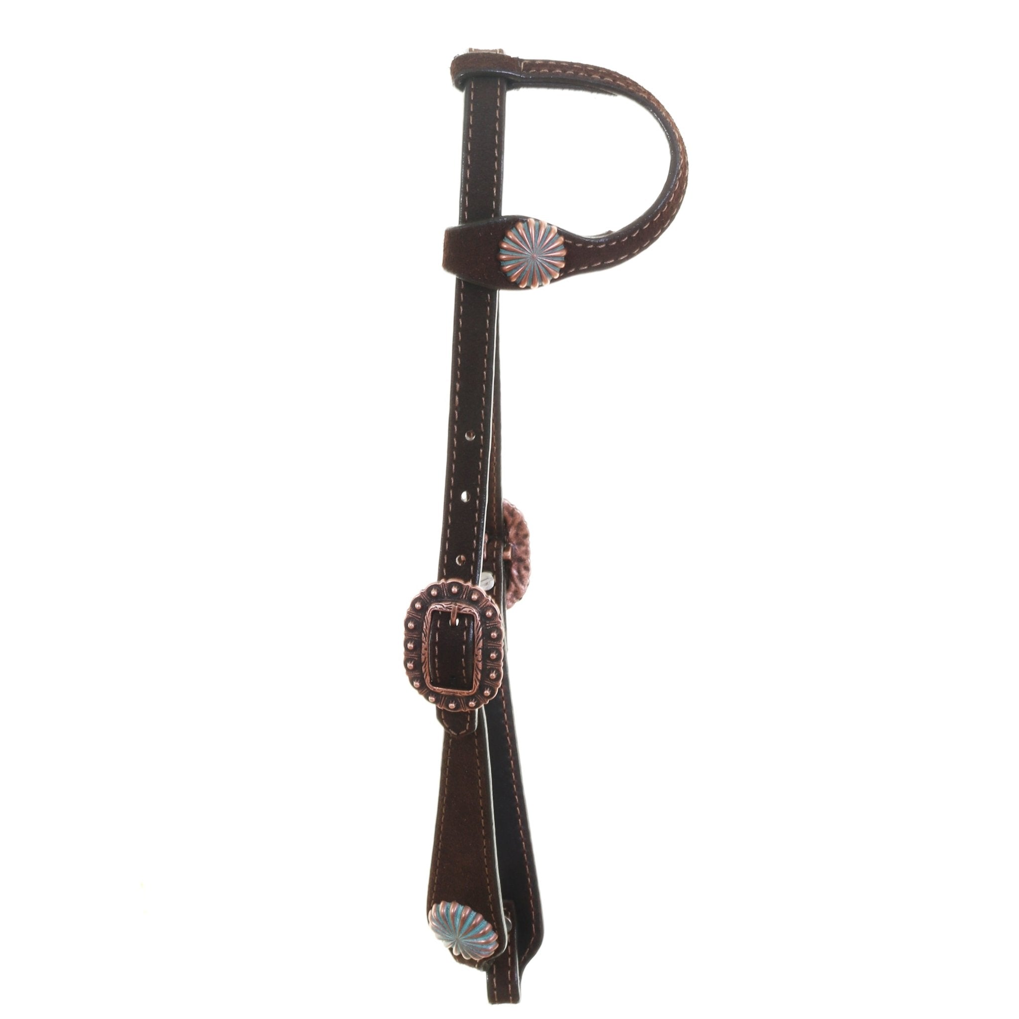 H829B - Brown Rough Out Single Ear Headstall - Double J Saddlery