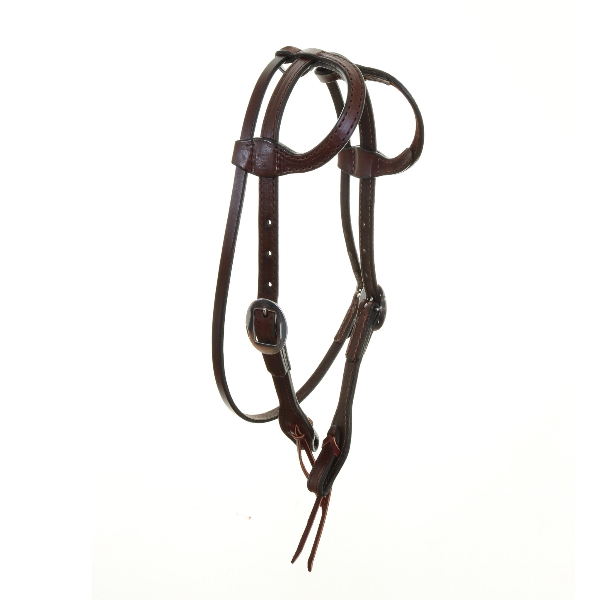 H899DEB - Brown Leather Double Ear Headstall - Double J Saddlery