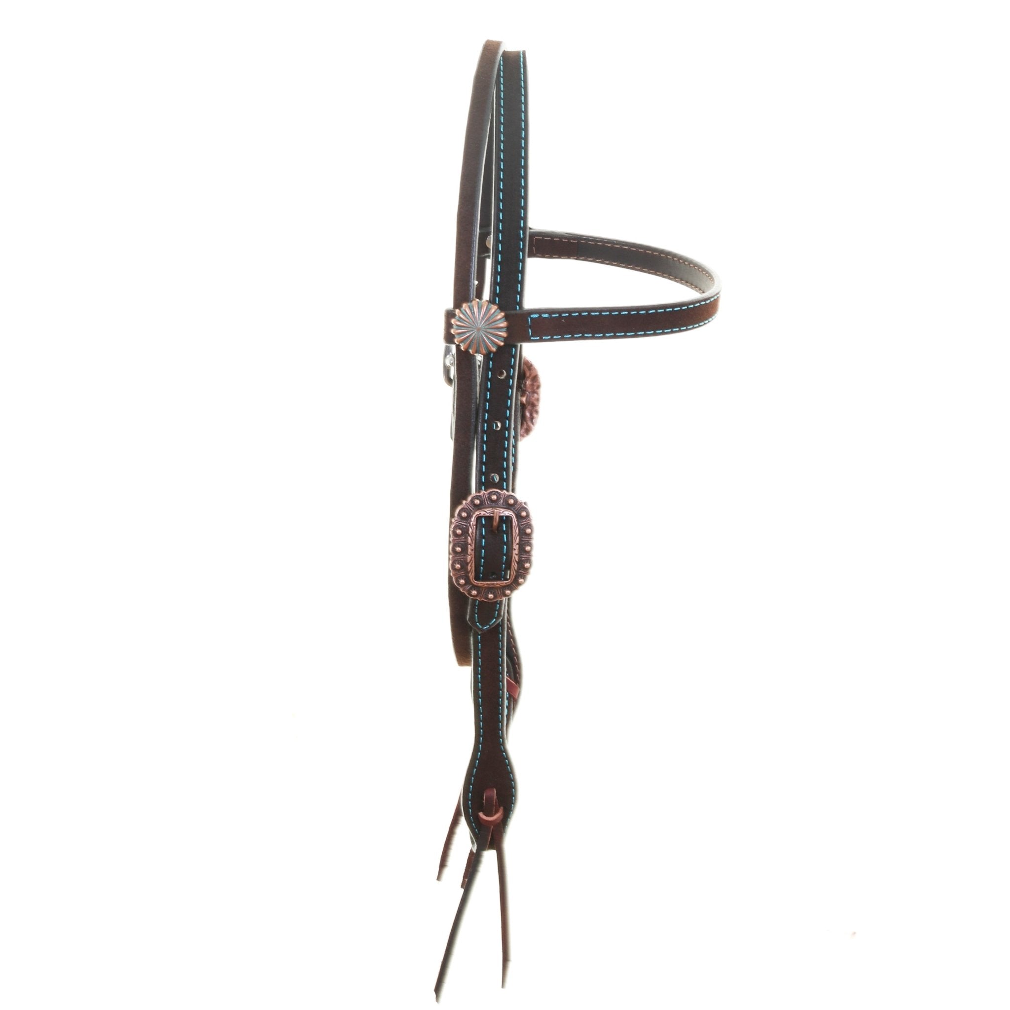 H965C - FAST SHIP Brown Rough Out Headstall - Double J Saddlery