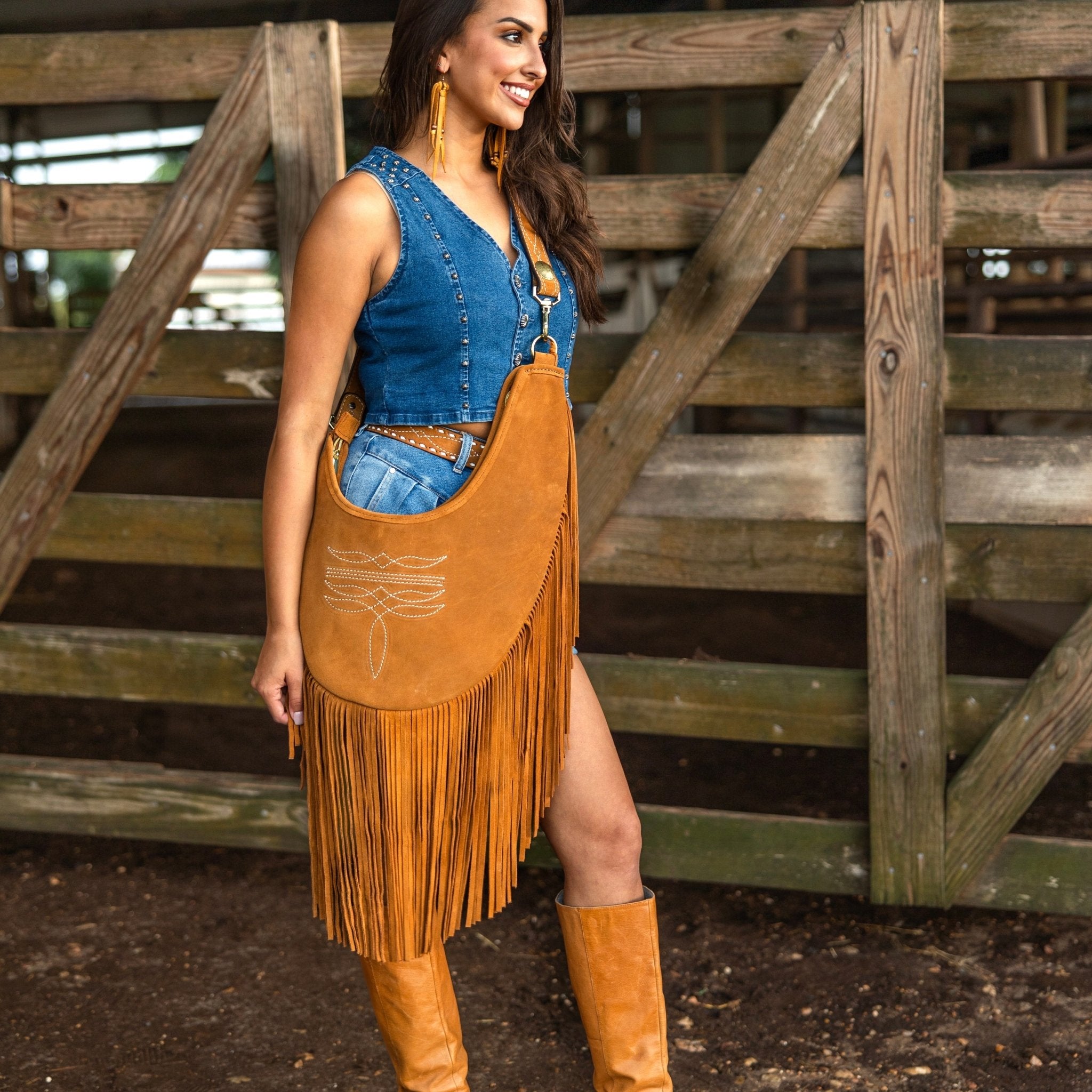 HBS03 - Toast Suede Hobo Bag - Double J Saddlery