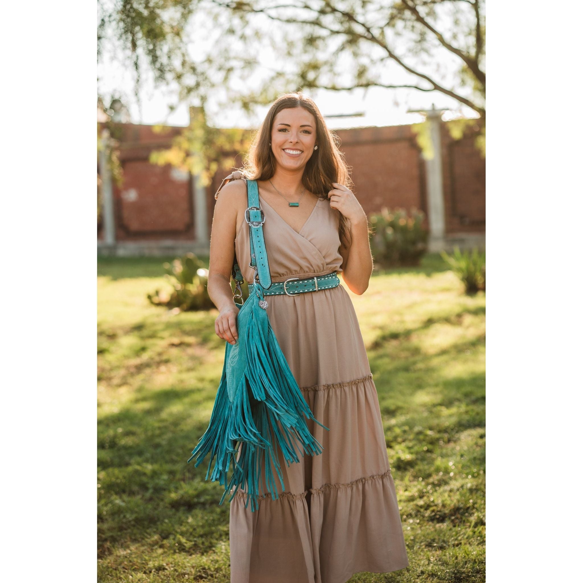 HMH22 - Turquoise Suede Hobo Bag - Double J Saddlery