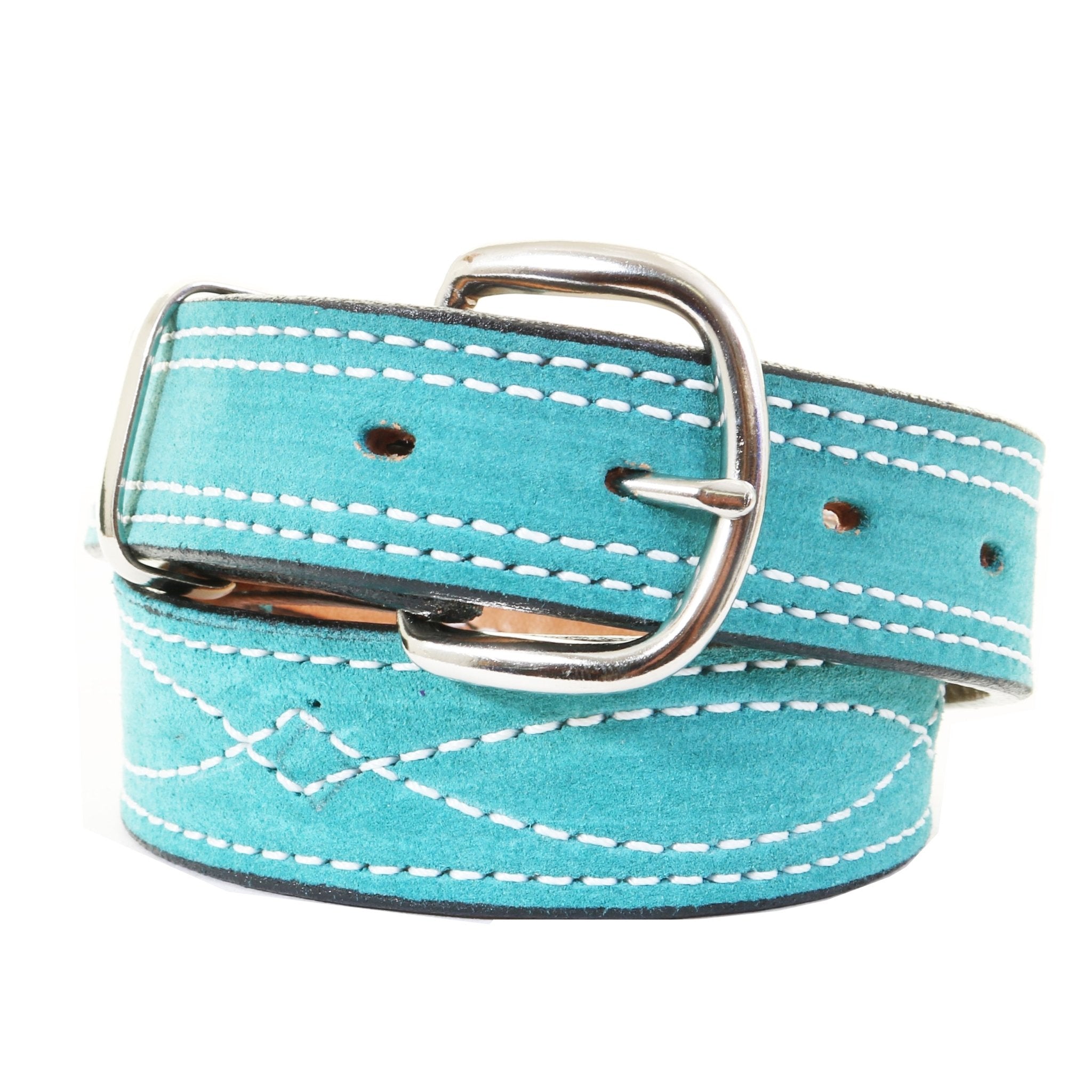 KB35 - Turquoise Suede Kids Belt - Double J Saddlery