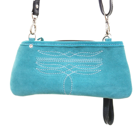 LC101 - Turquoise Suede Little Clutch - Double J Saddlery