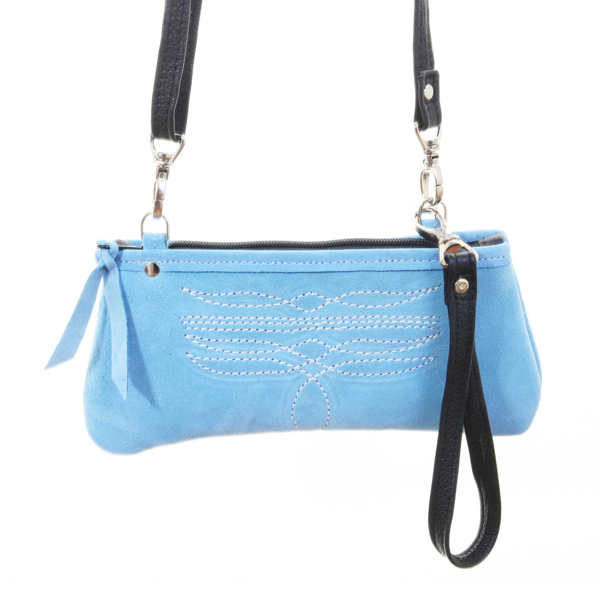 LC106 - Baby Blue Suede Little Clutch - Double J Saddlery