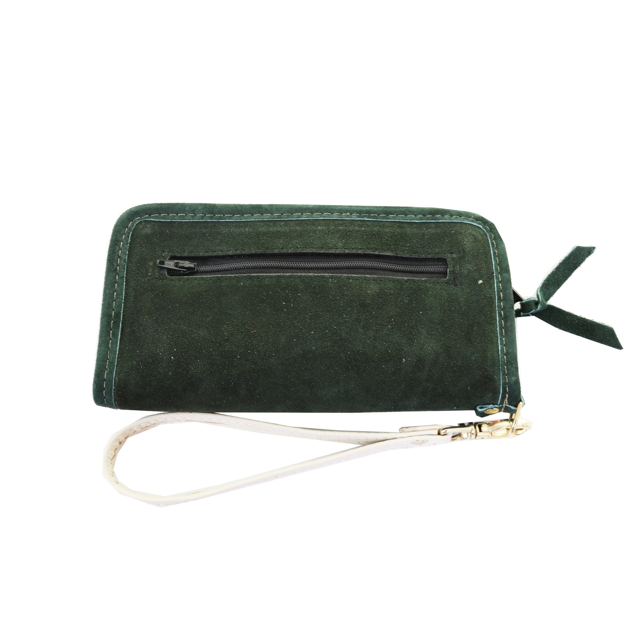 LZW63 - Forest Green Suede Zipper Wallet - Double J Saddlery