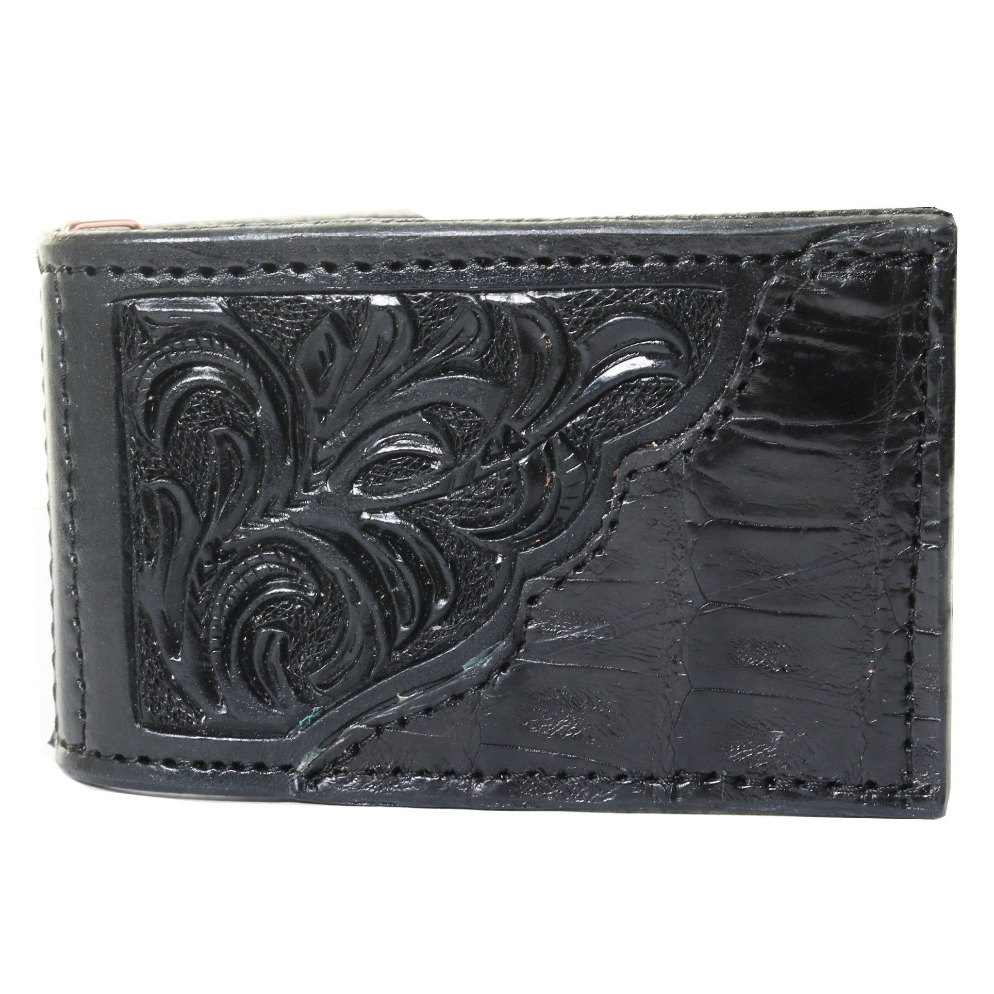 MC177 - Black Leather Money Clip - Double J Saddlery