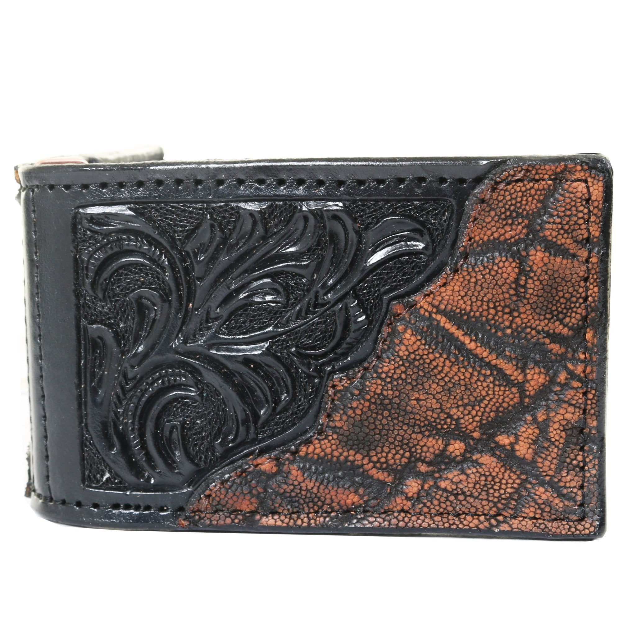 MC182 - Black Leather Money Clip - Double J Saddlery