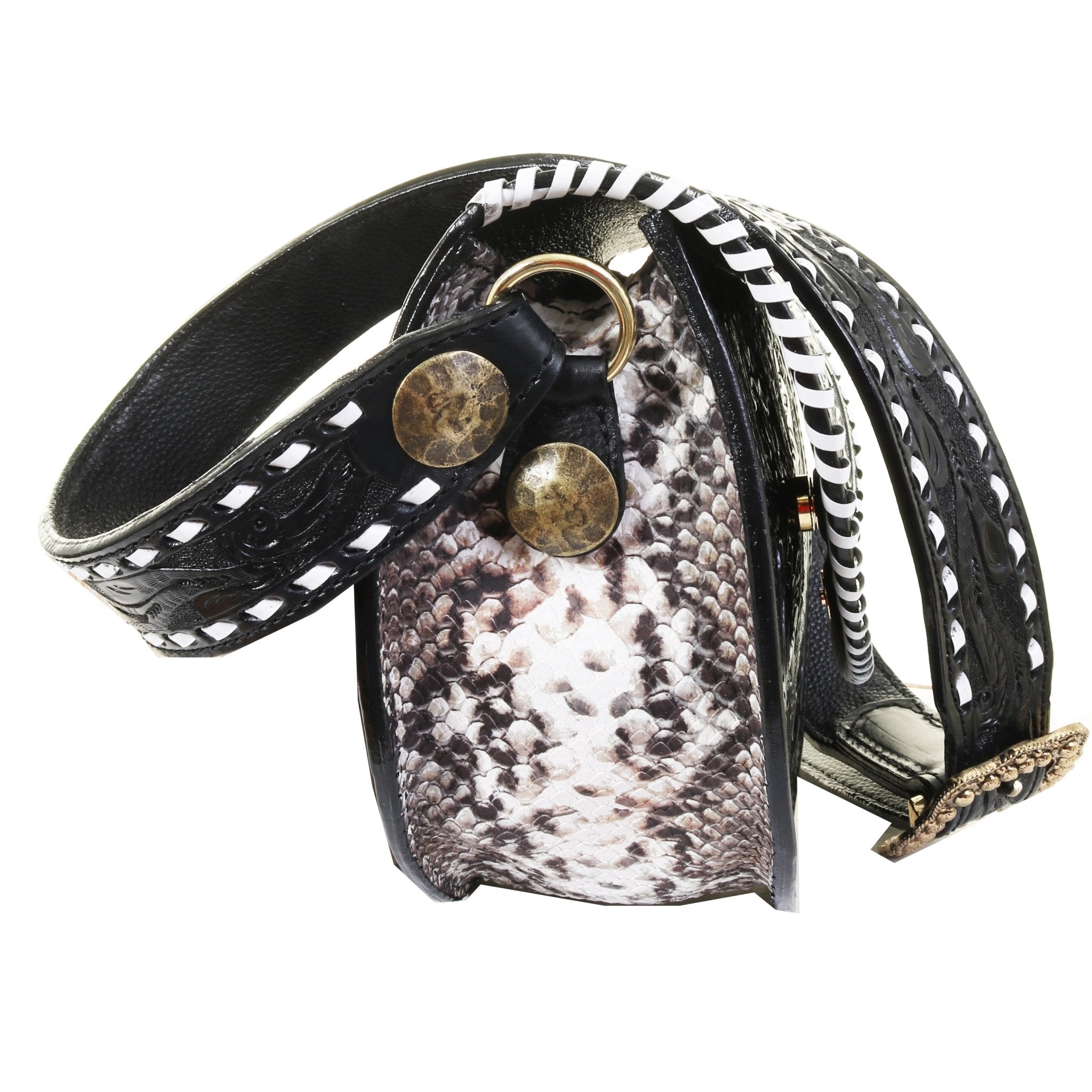 SB34 - Black Texas Poppy Saddle Bag - Double J Saddlery