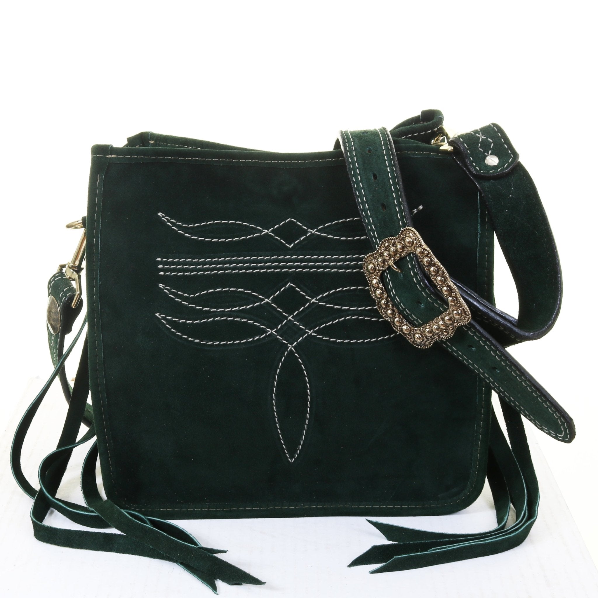 SQT25 - Forest Green Suede Square Tote - Double J Saddlery