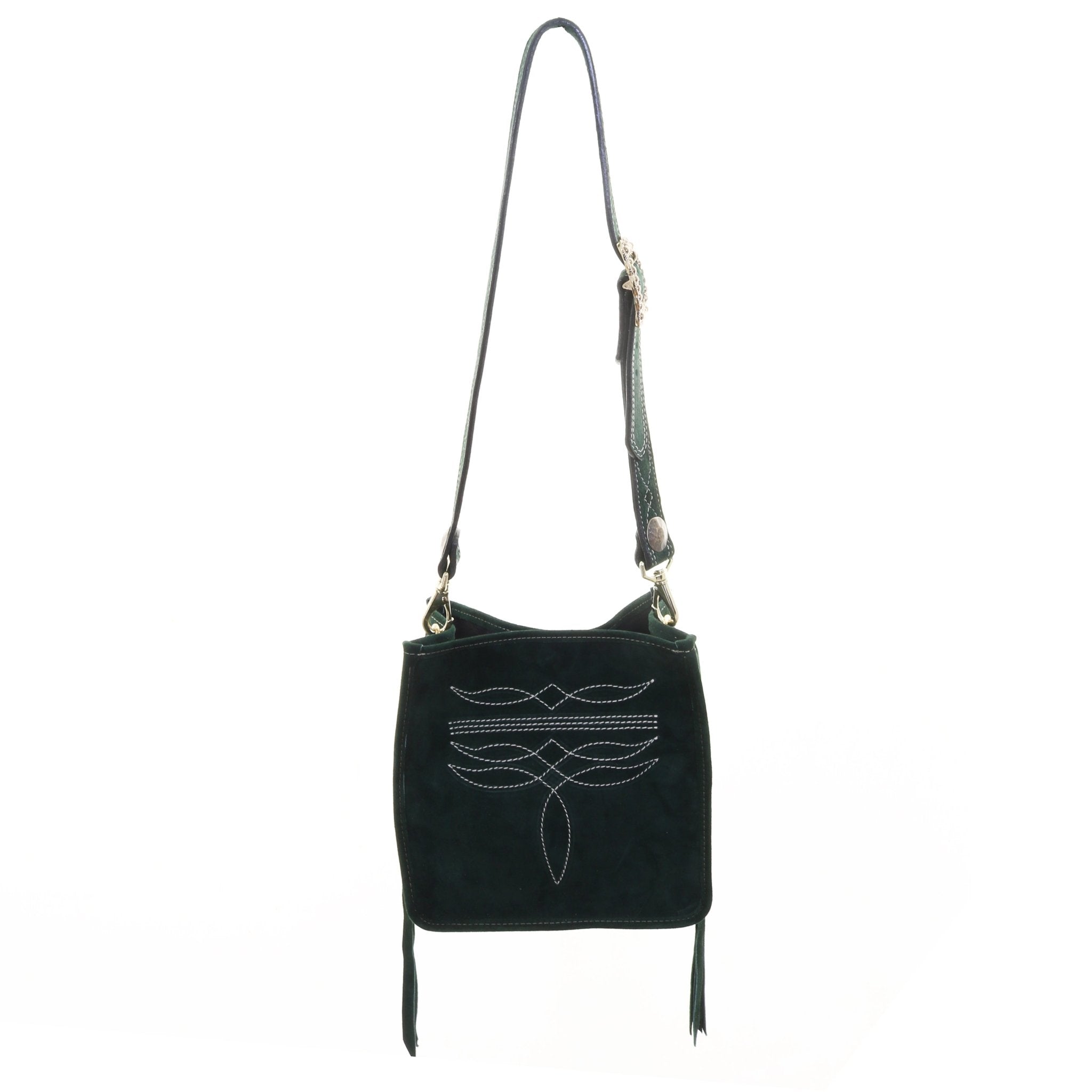 SQT25 - Forest Green Suede Square Tote - Double J Saddlery