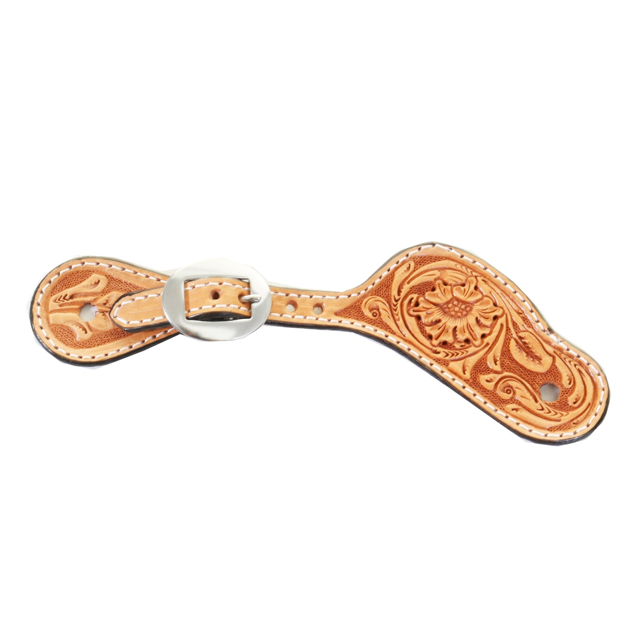 SSY18A - Natural Leather Youth Spur Straps - Double J Saddlery