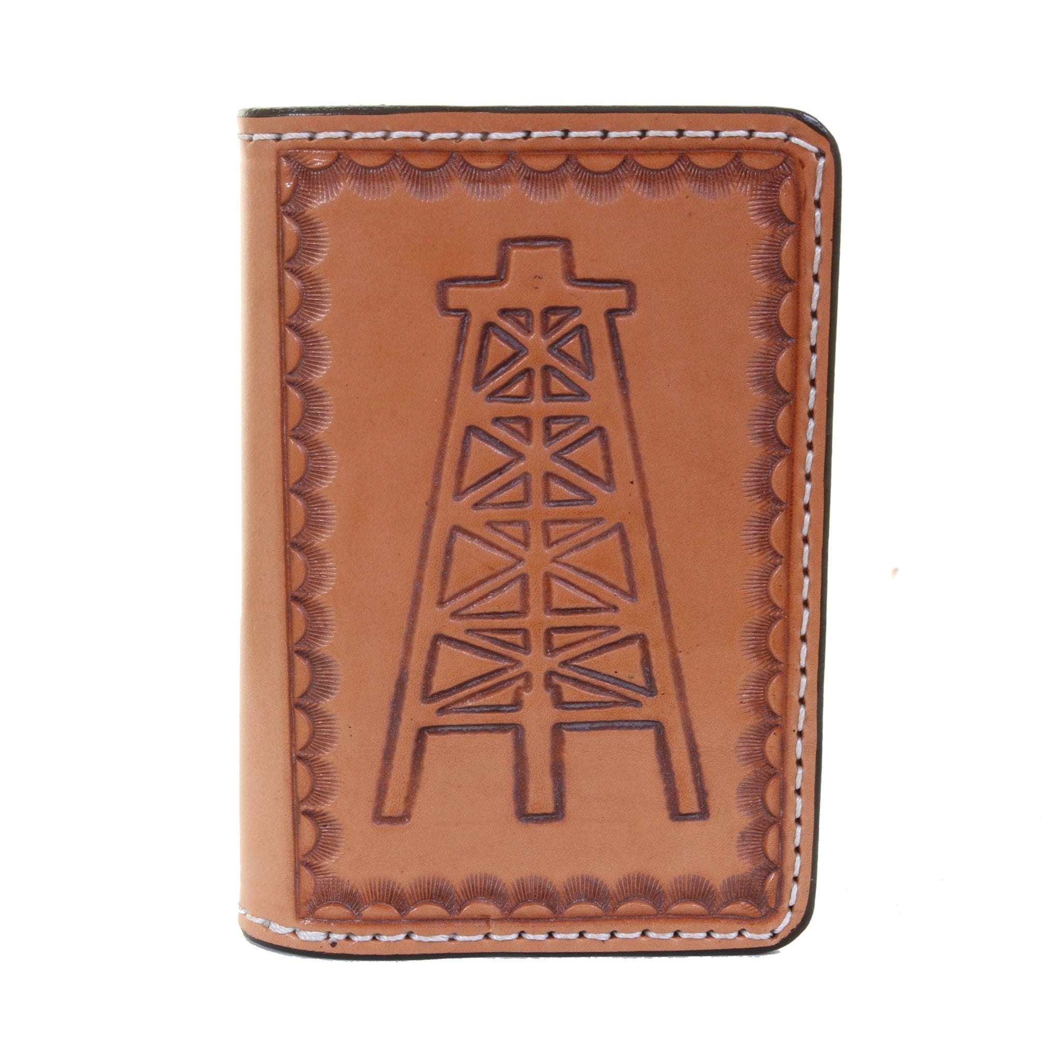 STBK03 - Natural Leather Tooled Small Tally Book - Double J Saddlery