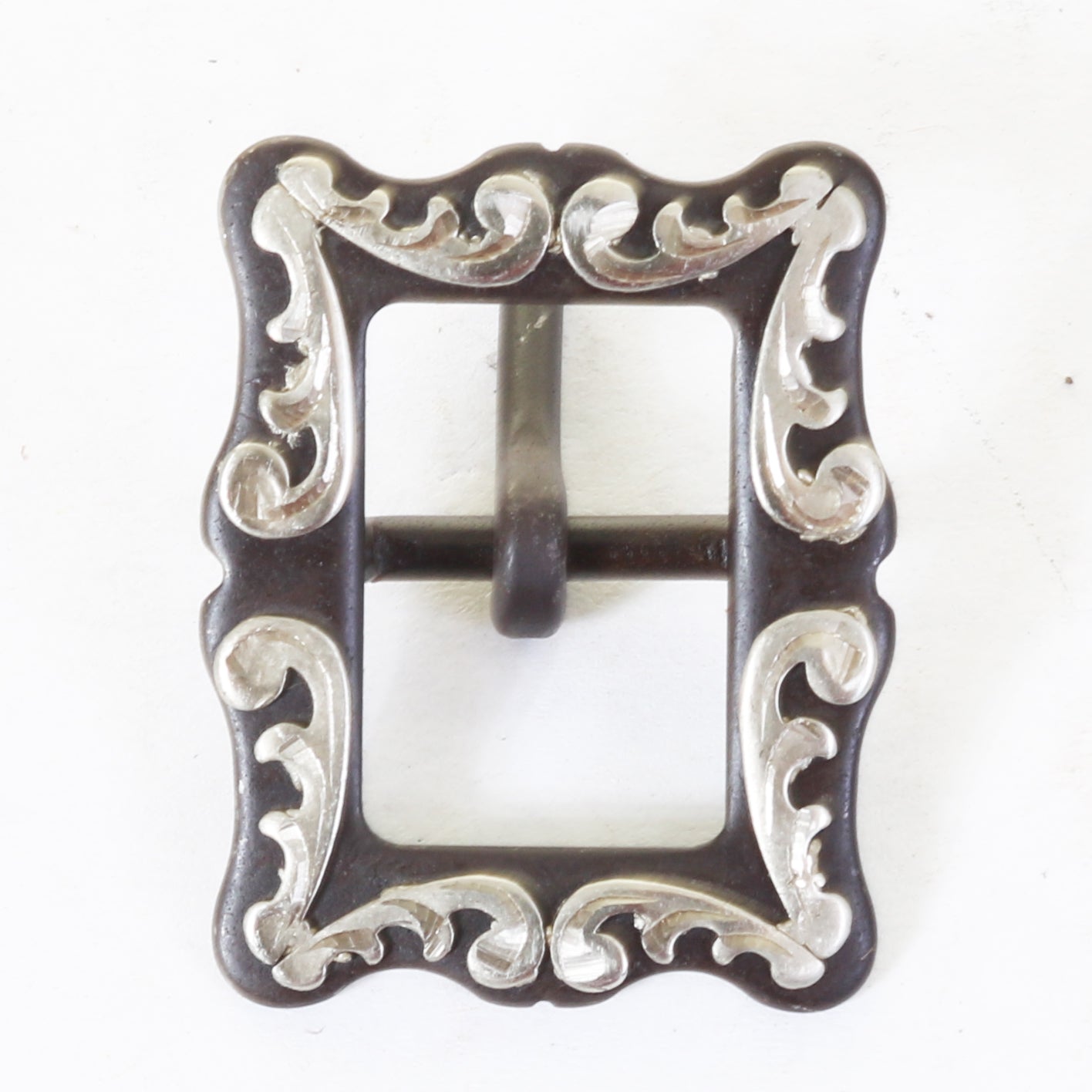 TB - AD - CC Iron and Silver Scroll Square Buckle - Double J Saddlery