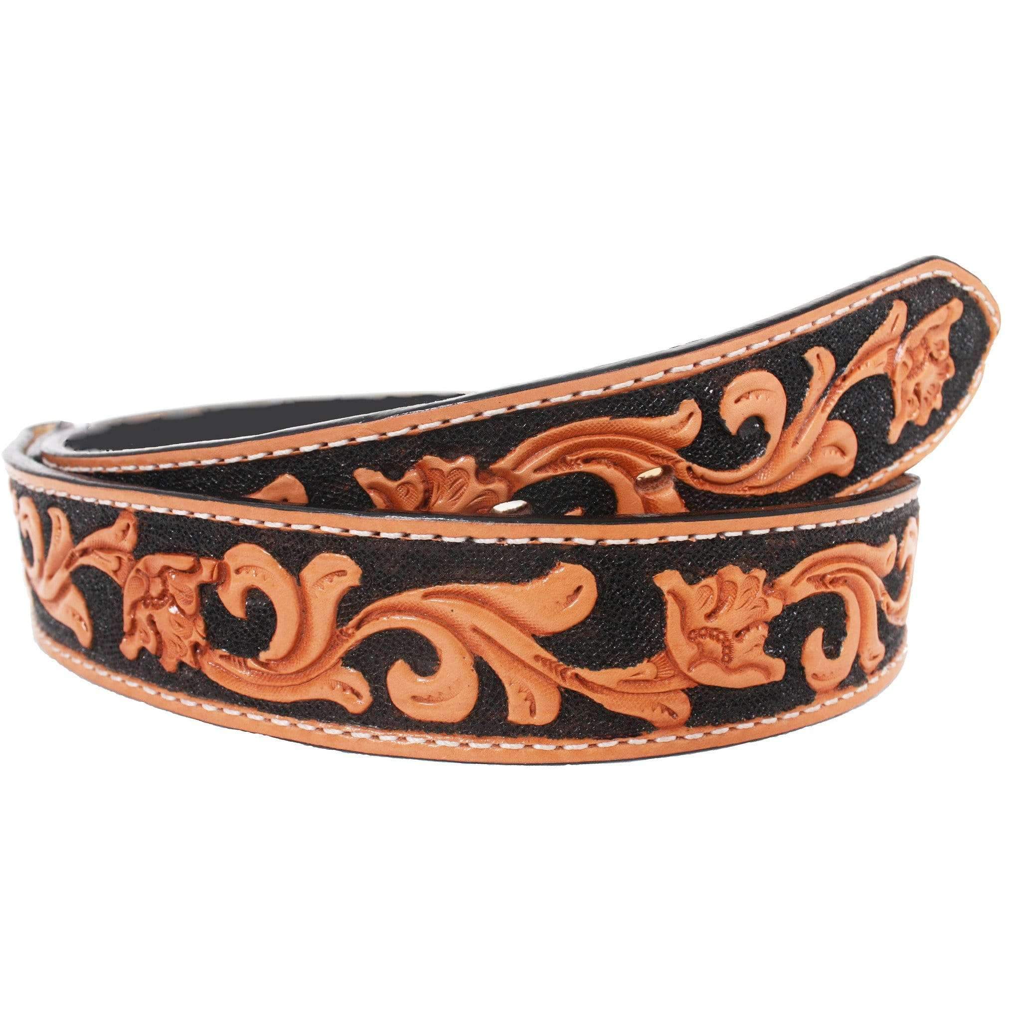 B026 - Floral Tooled Belt Belt