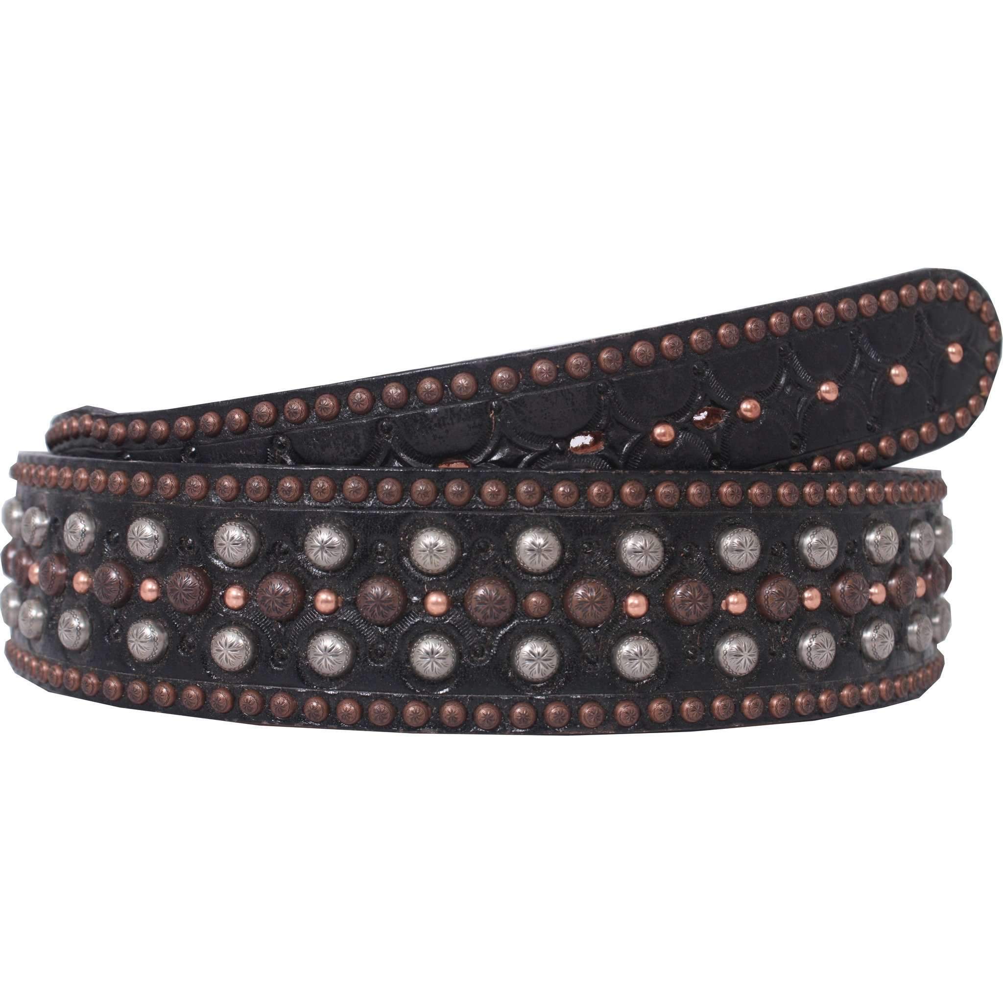 B081 - Black Leather Tooled Belt 44 Belt
