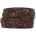 B1008 - Brown Vintage Floral Tooled Belt Belt
