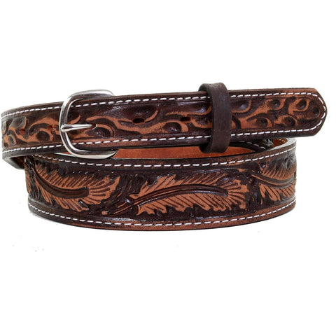 B1009 - Brown Vintage Tapered Stitched Belt Belt
