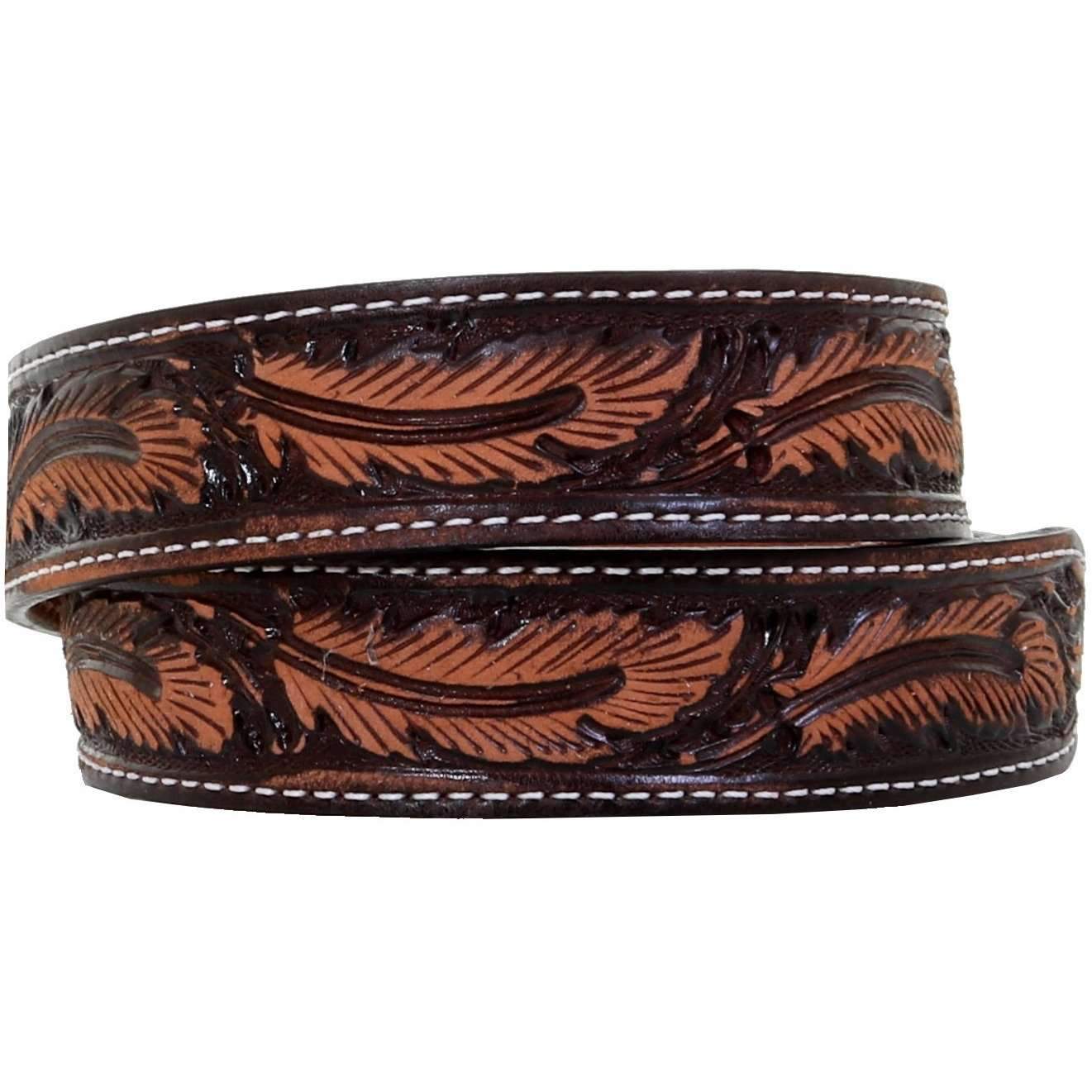 B1009 - Brown Vintage Tapered Stitched Belt Belt