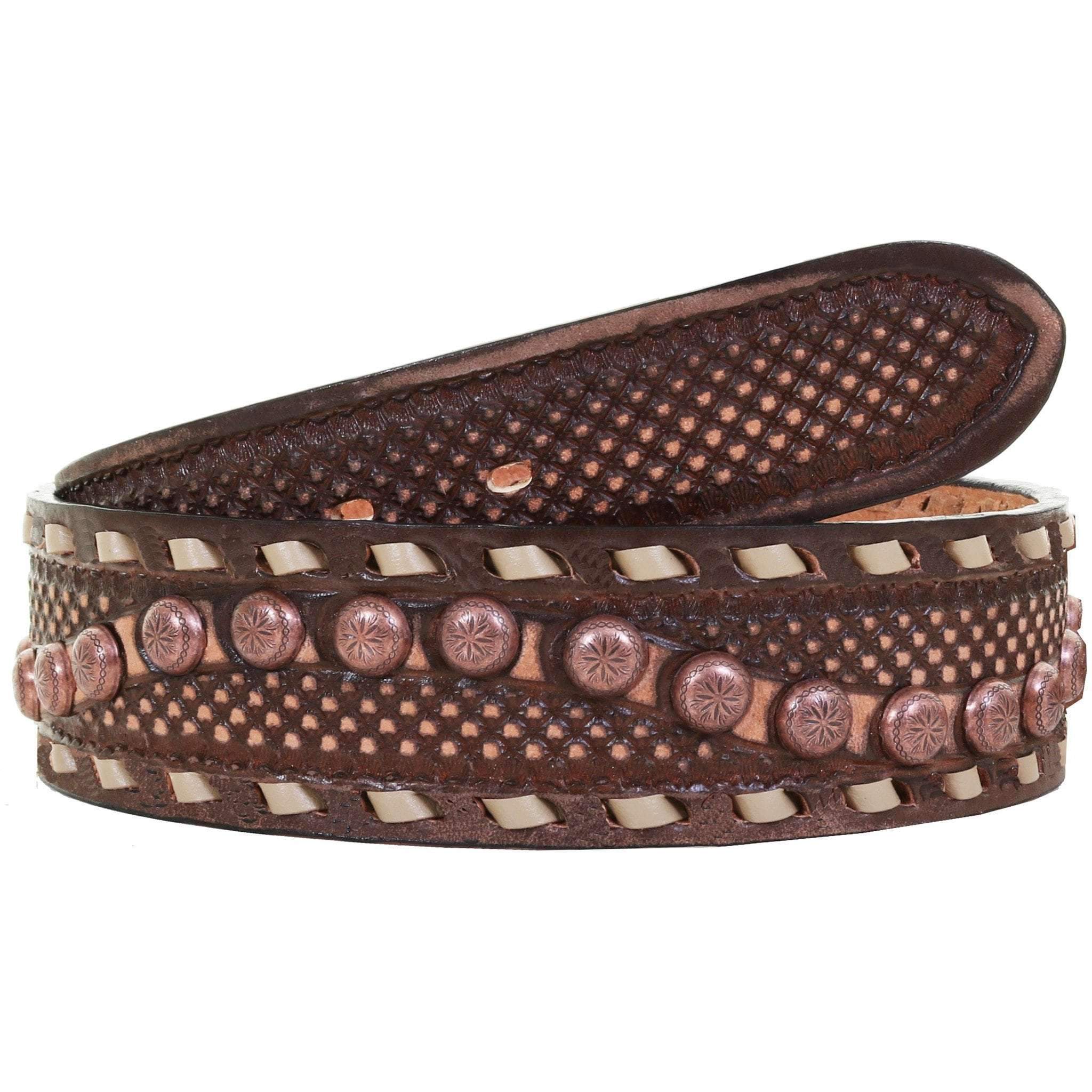 B1032A - Brown Vintage Studded Belt Belt
