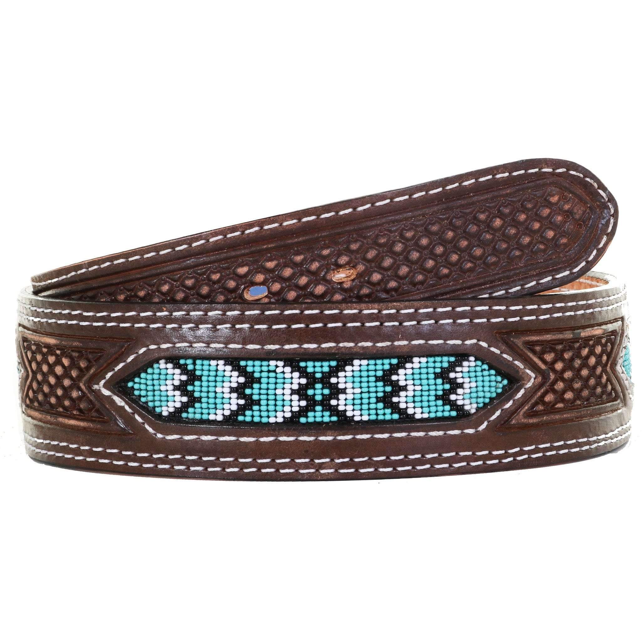 B1036 - Brown Vintage Beaded Belt Belt