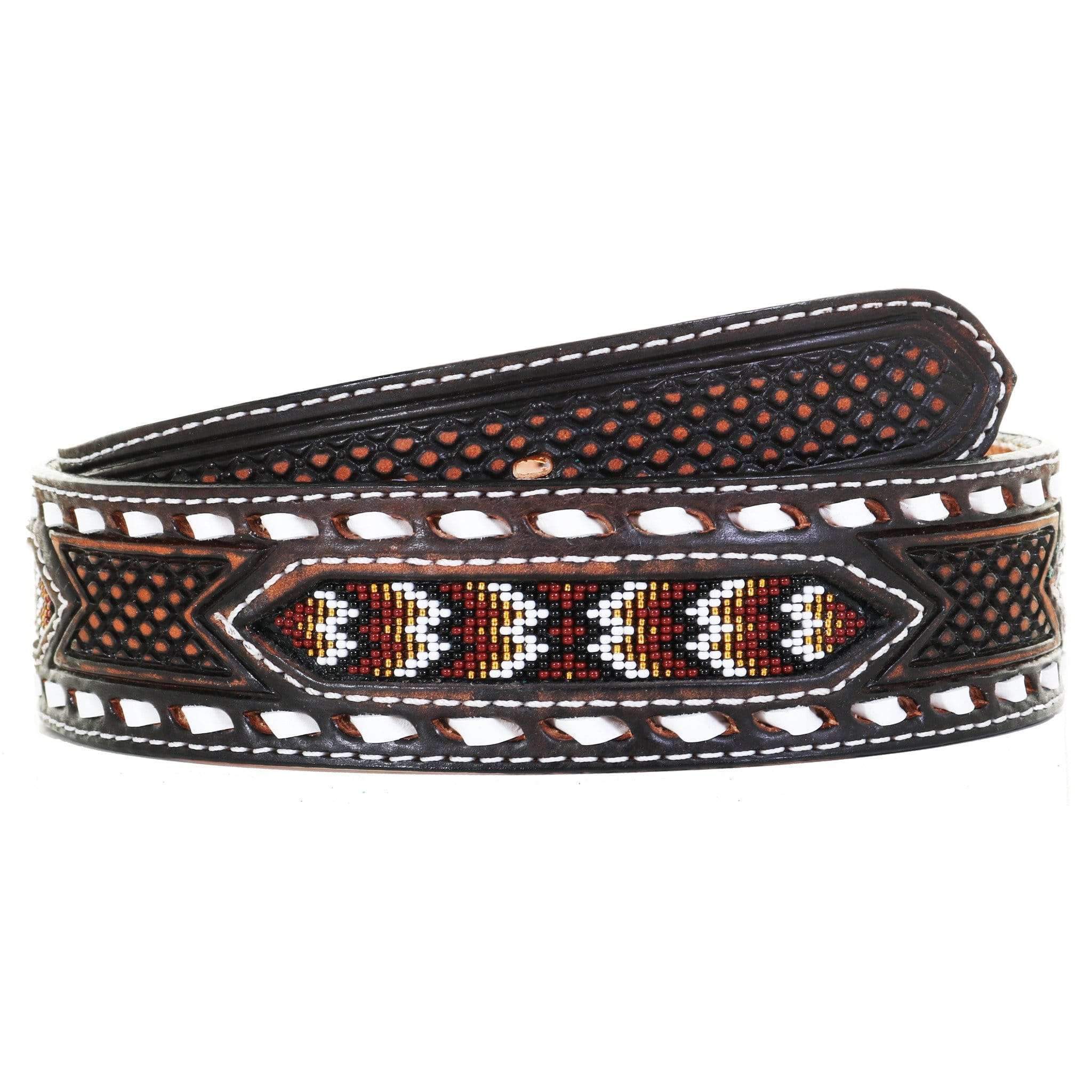 B1043 - Brown Vintage Beaded Belt Belt