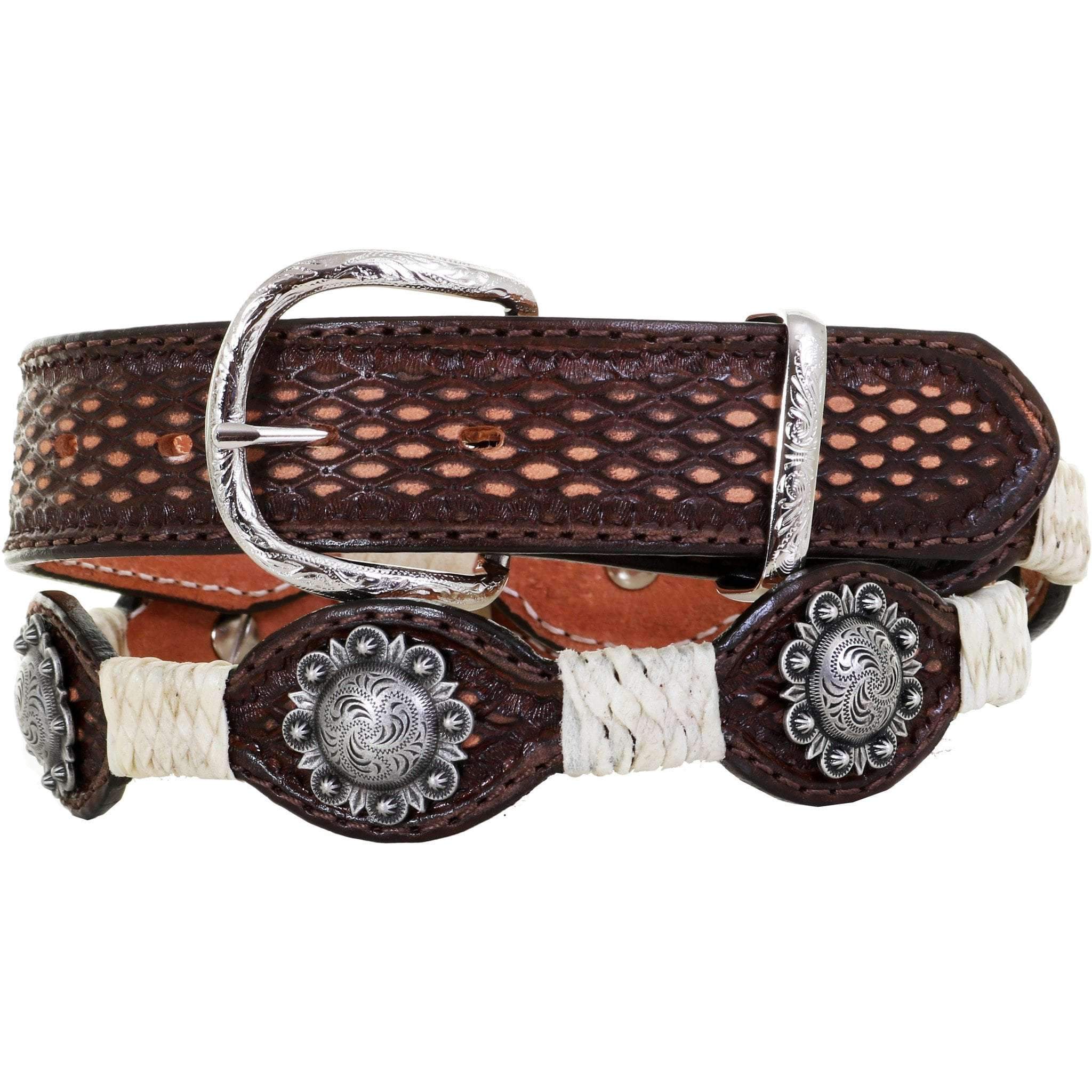 B1049A - Brown Vintage Scalloped Belt Belt