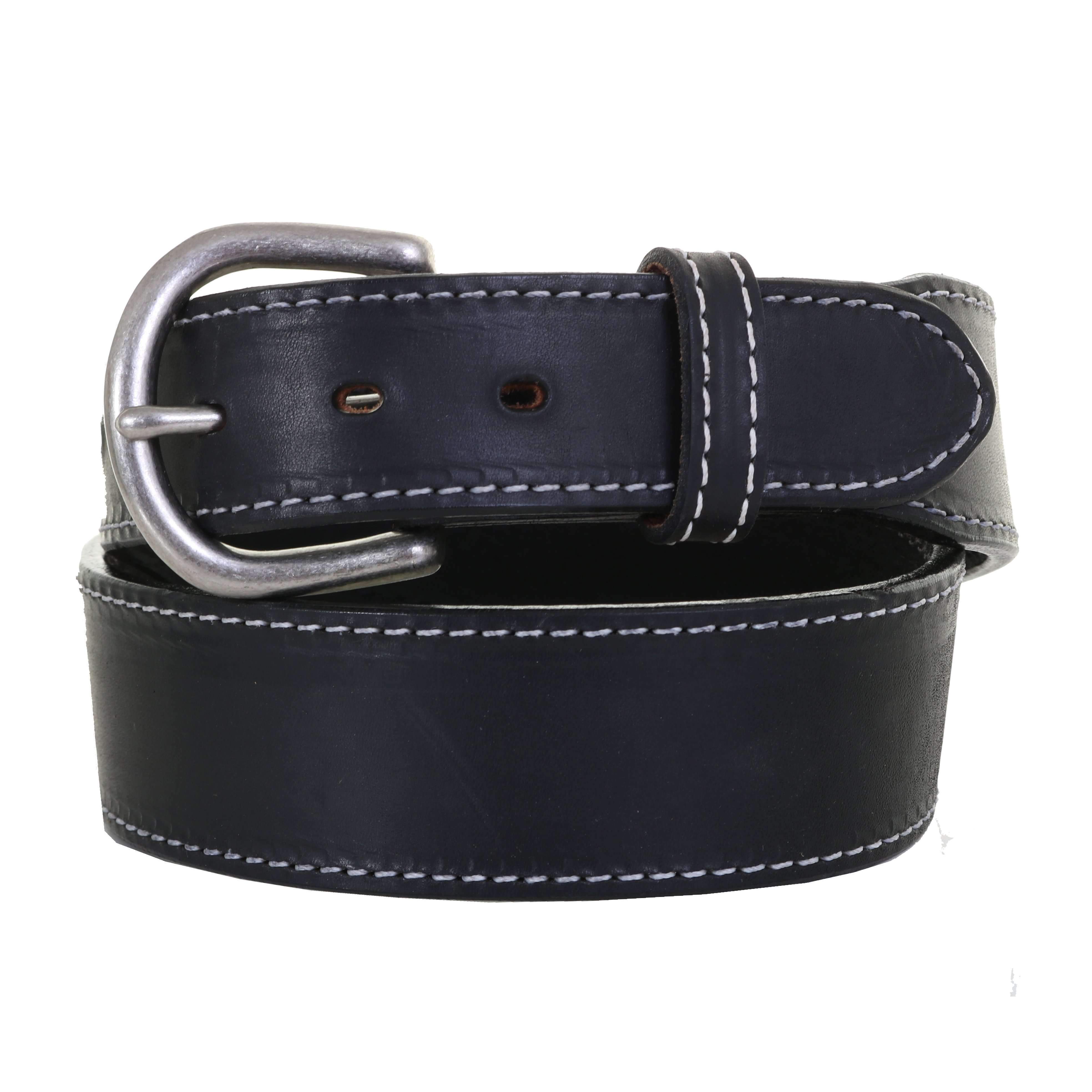 B1053A - Black Leather Stitched Belt Belt