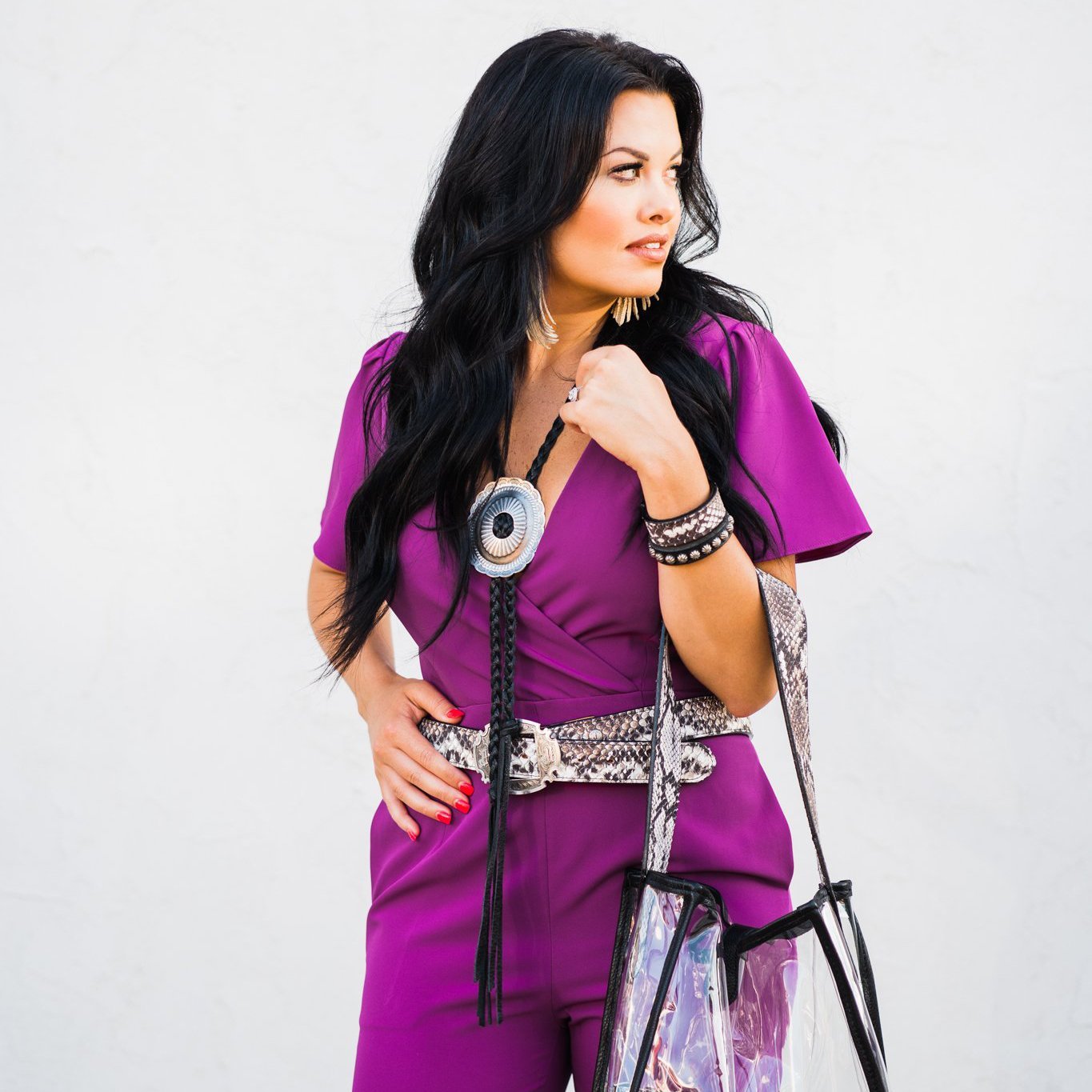 B1076 - Cobra Snake Print Leather Belt Belt