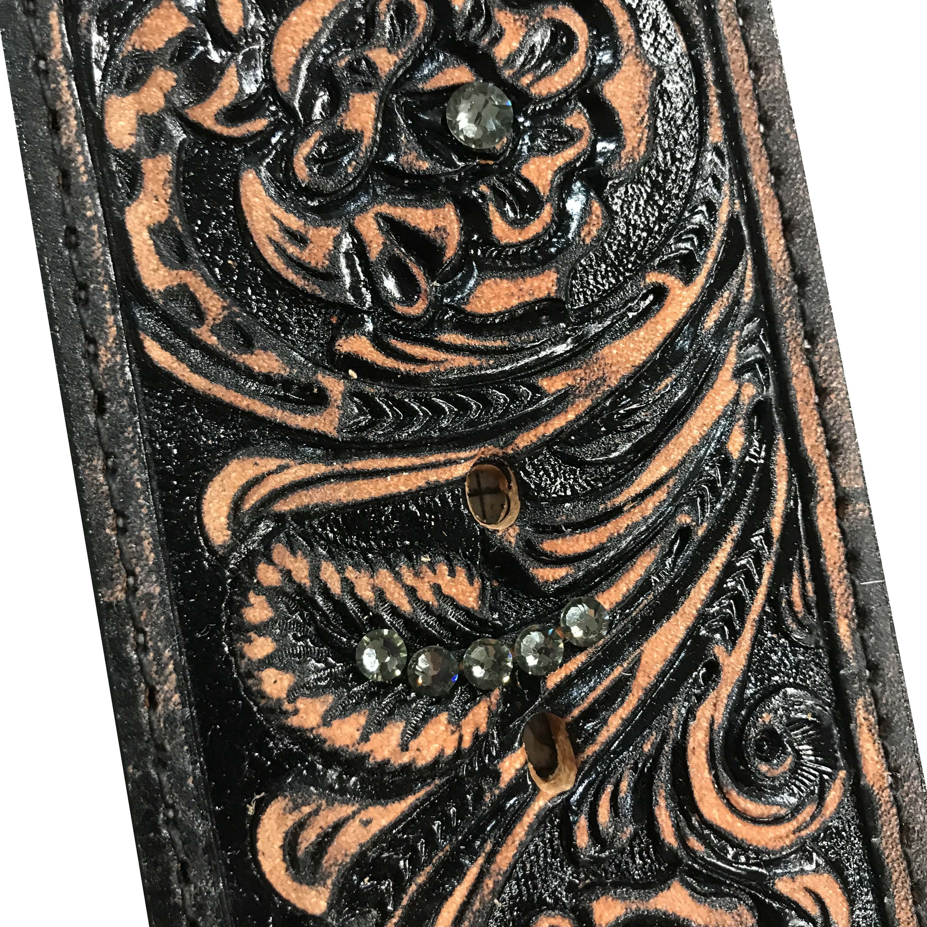 B1089 - Brown Vintage Crystal Name Belt Belt