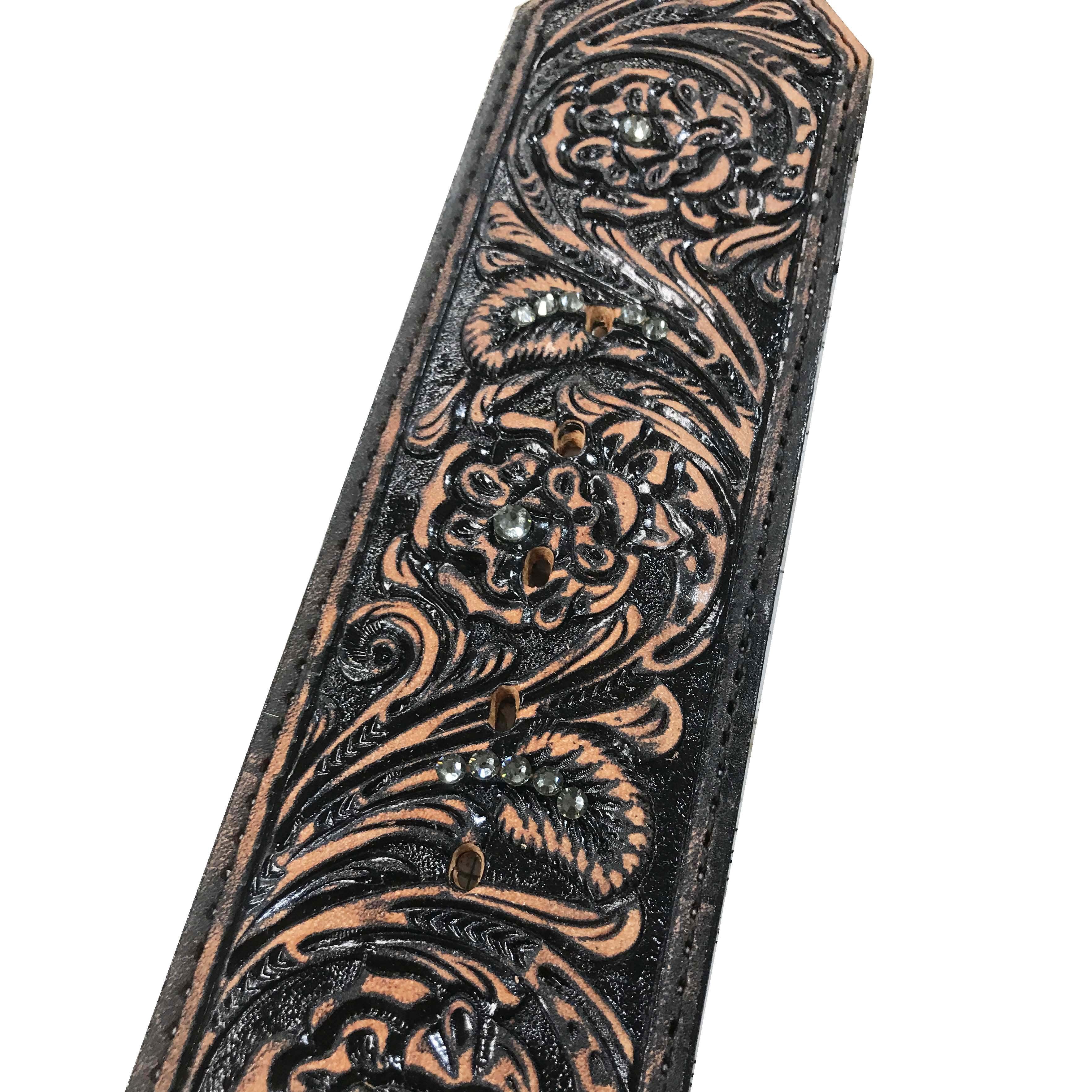 B1089 - Brown Vintage Crystal Name Belt Belt