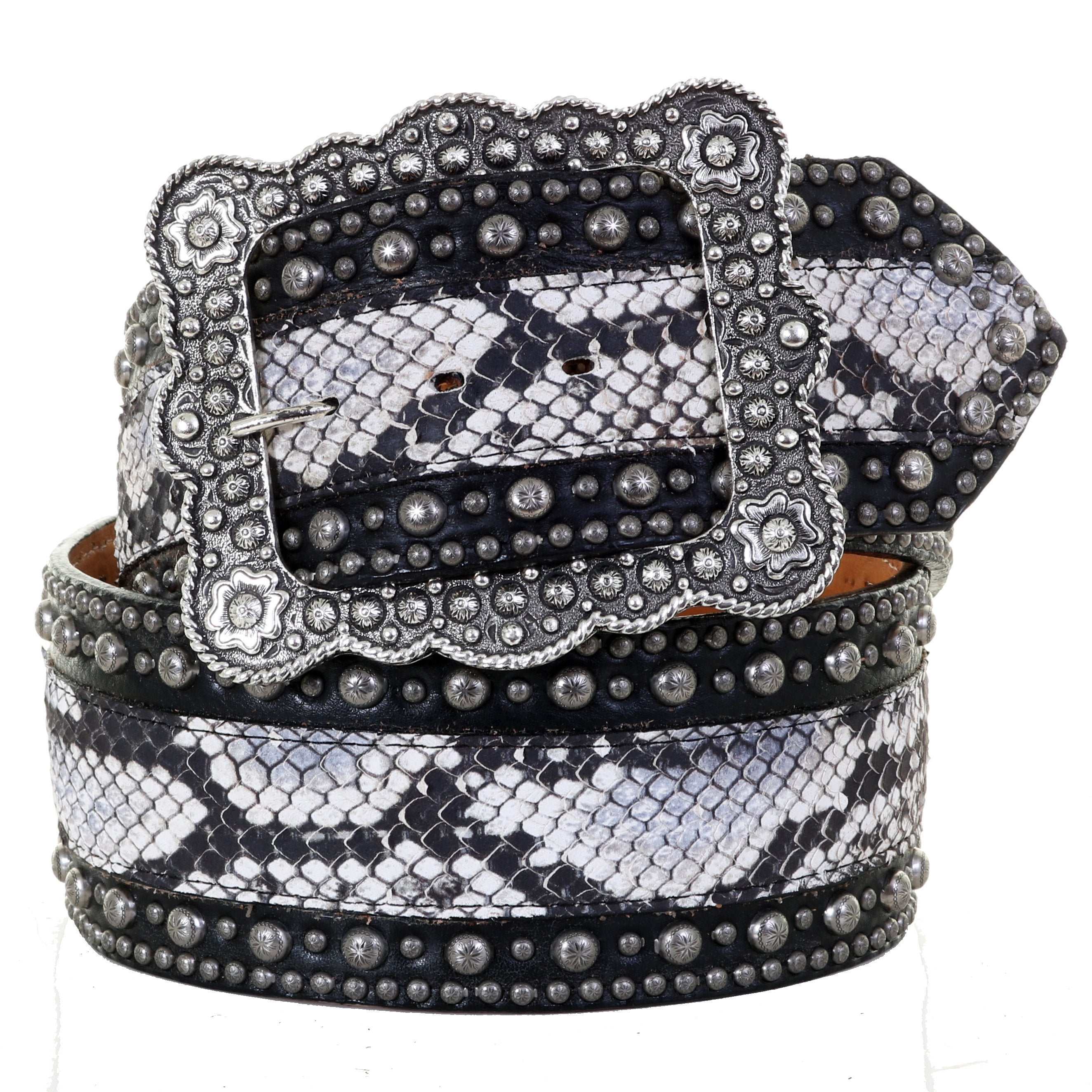 B1100 - Cobra Snake Print Studded Belt Belt