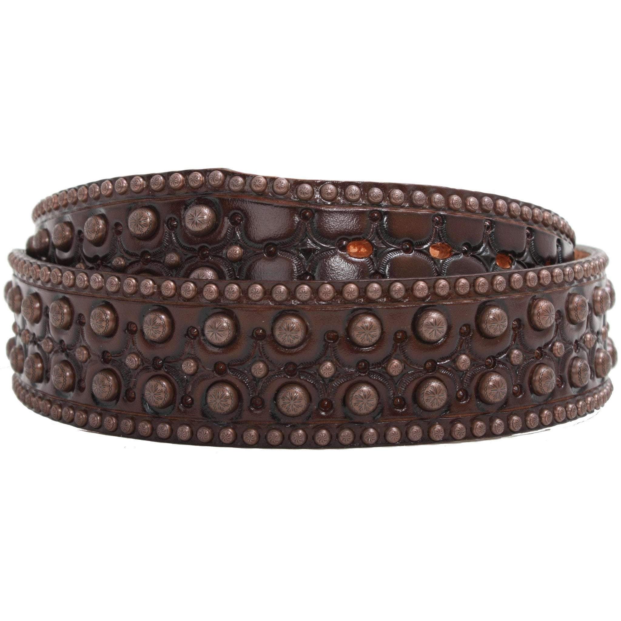 B117 - Brown Tooled Leather Belt 34 Belt