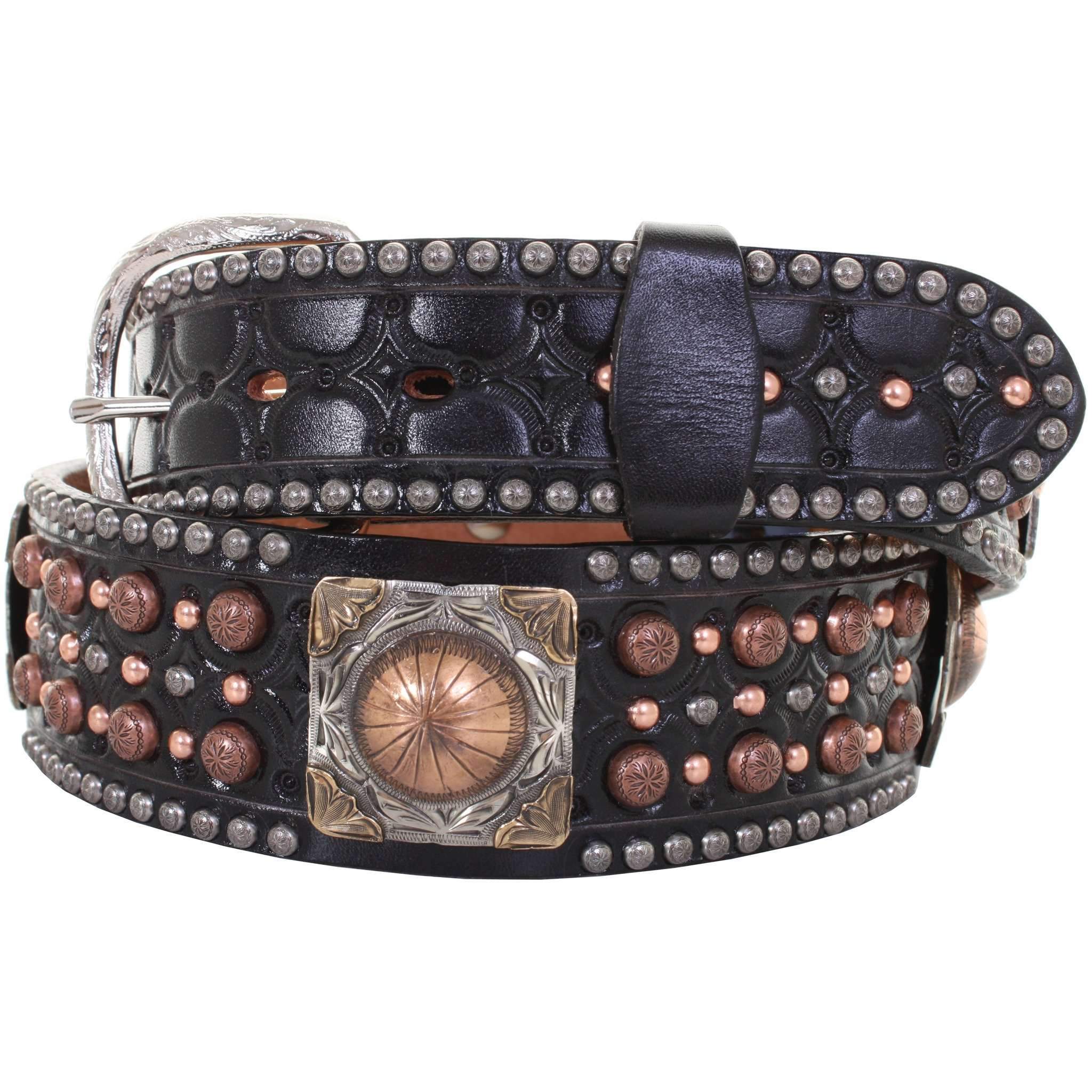 B192 - Black Leather Studded Belt Belt
